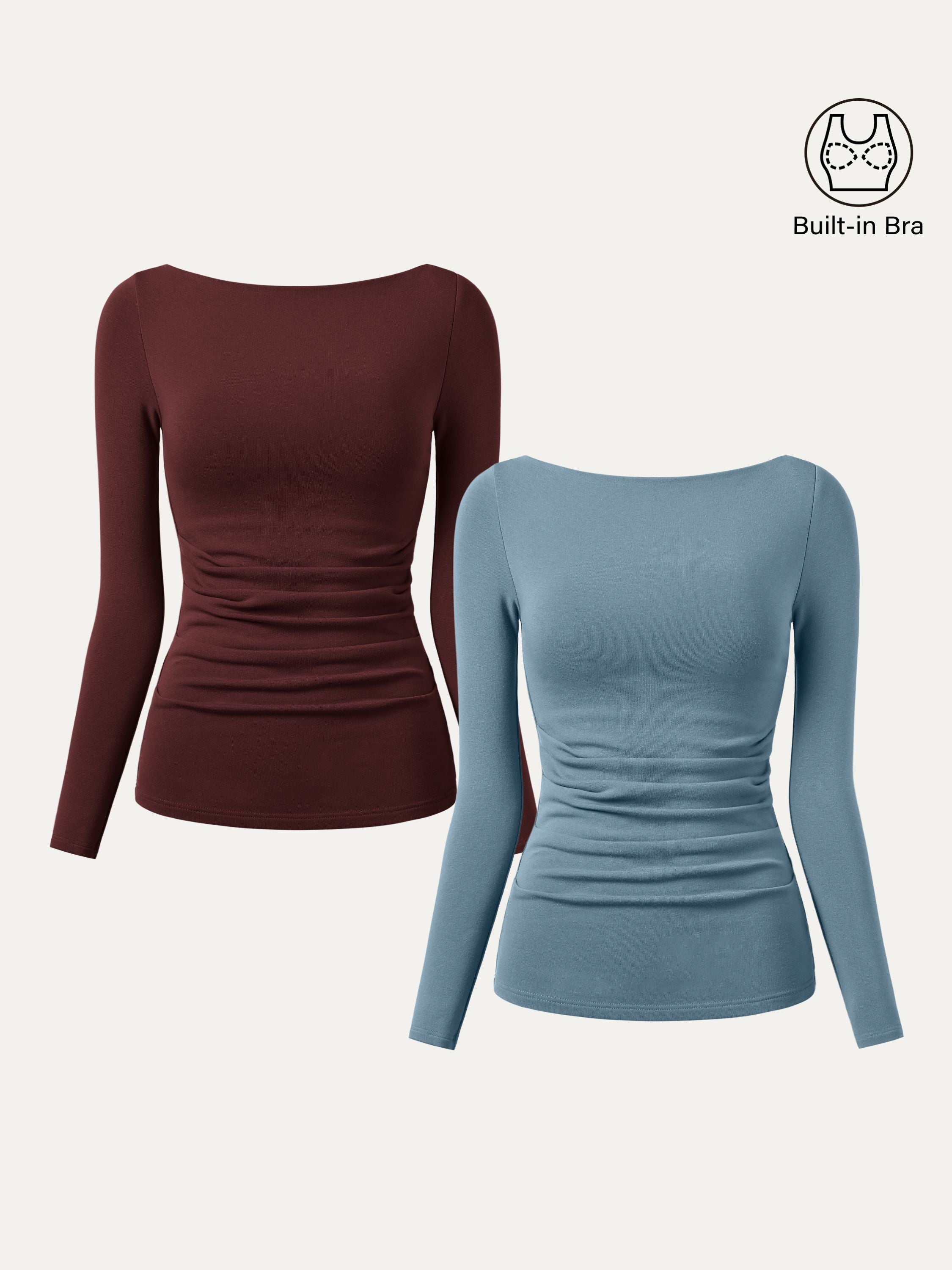 2Pcs Set Boatneck Tucks Brami Top Espresso/Midnight Navy – Women > Bundles&Sets > Bundles | FormaLuxe