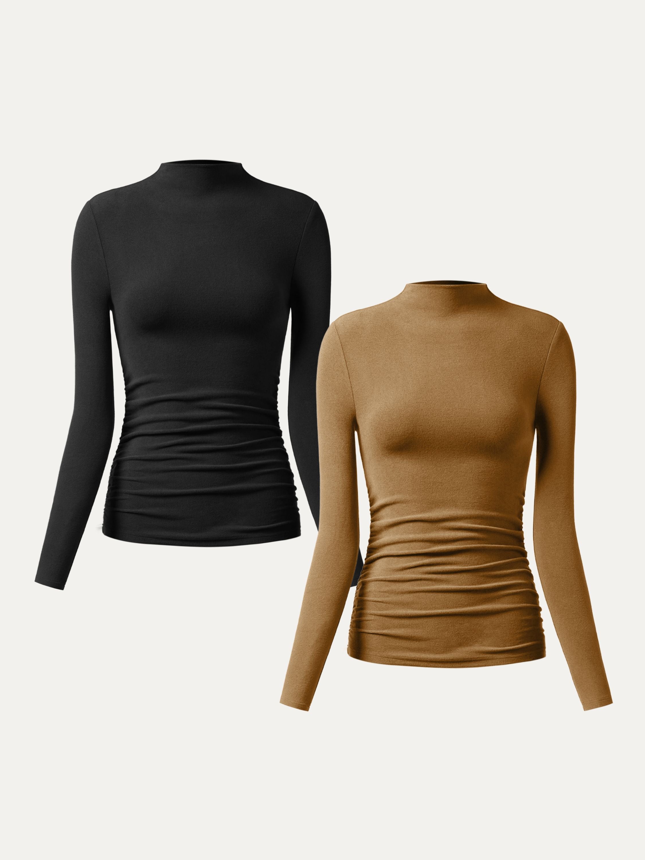 Top à col montant et côtés froncés Eco-Mousse® Off White/Dusk Blue – Femmes > Hauts > Chemises&Hauts | FormaLuxe
