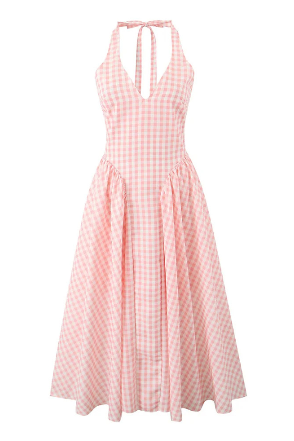 Romina | Midikleid mit Karomuster Pink | FormaLuxe