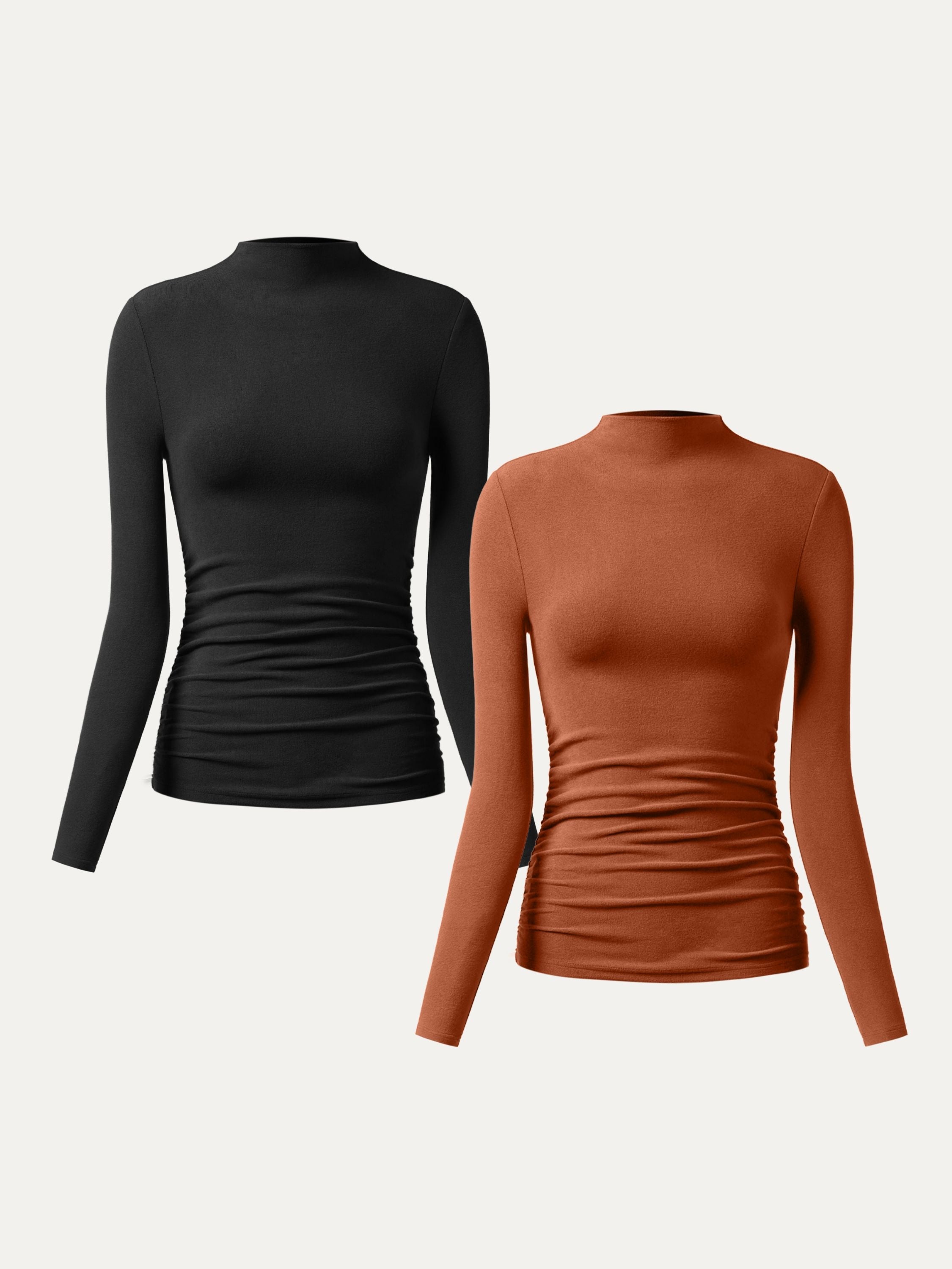 Top à col montant et côtés froncés Eco-Mousse® Off White – Femmes > Hauts > Chemises&Hauts | FormaLuxe