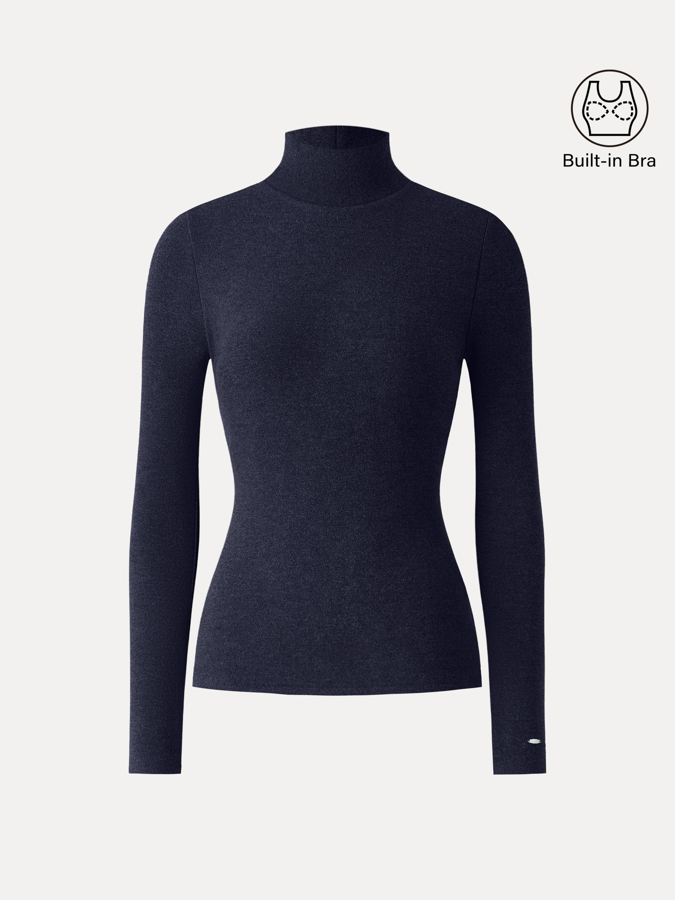 MaxWarm Turtleneck Long Sleeve Brami Heather Black – Women > Tops > Bra Tops | FormaLuxe