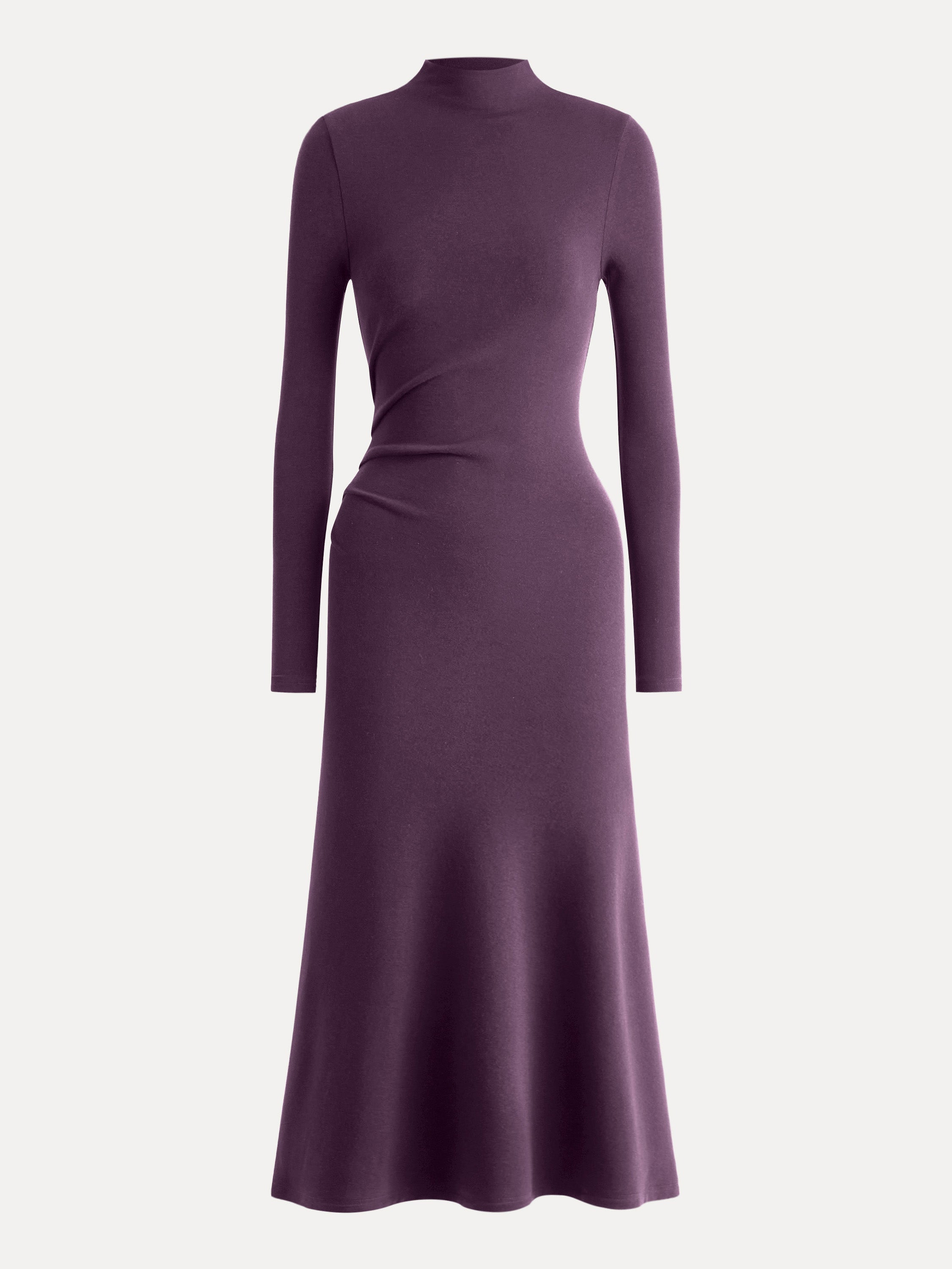 ProWarm Long Sleeves Mockneck Tucks Midi Dress Midnight Navy – Women > Dresses > Midi Dresses | FormaLuxe