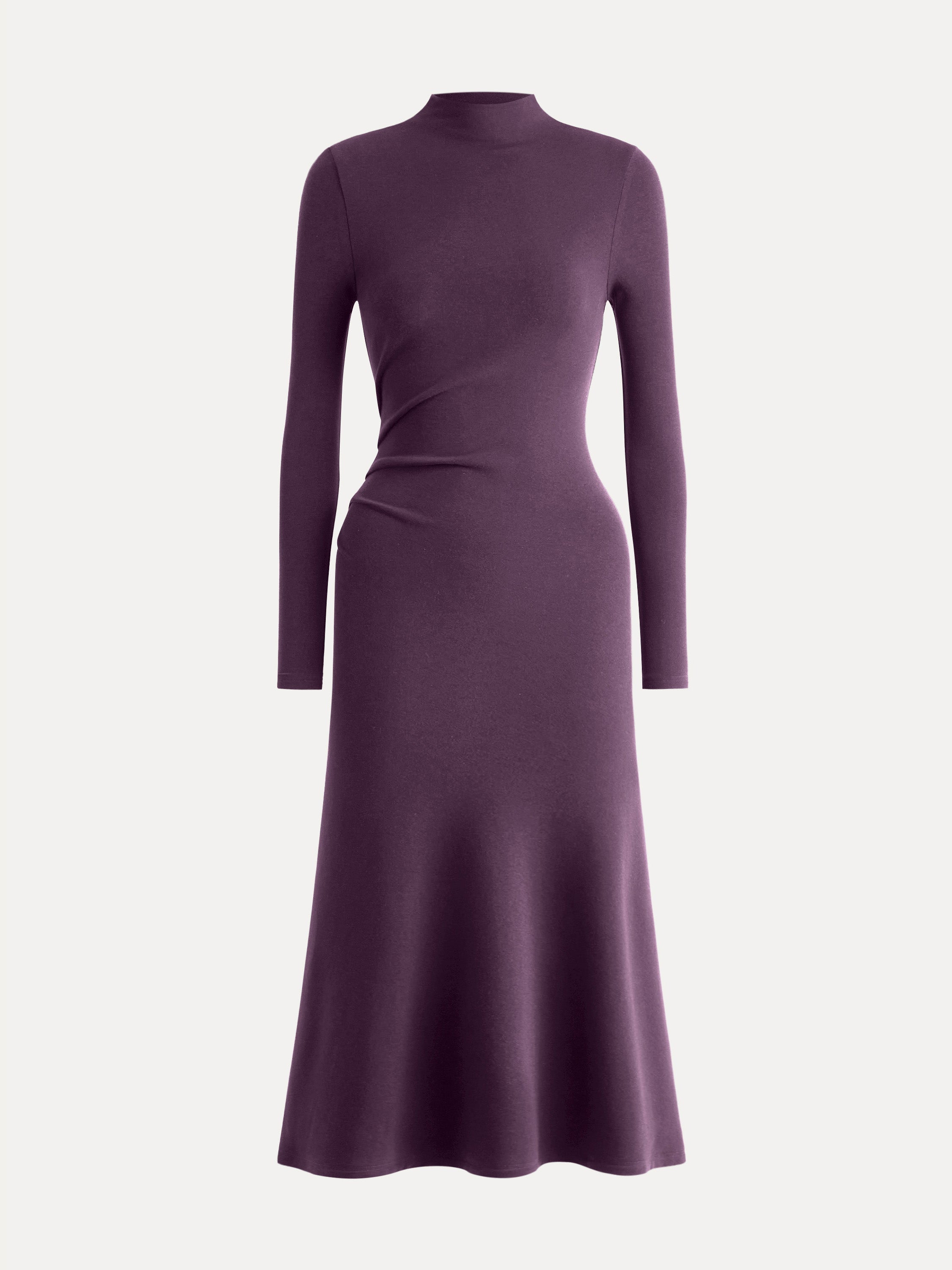 ProWarm Long Sleeves Mockneck Tucks Midi Dress Midnight Navy – Women > Dresses > Midi Dresses | FormaLuxe