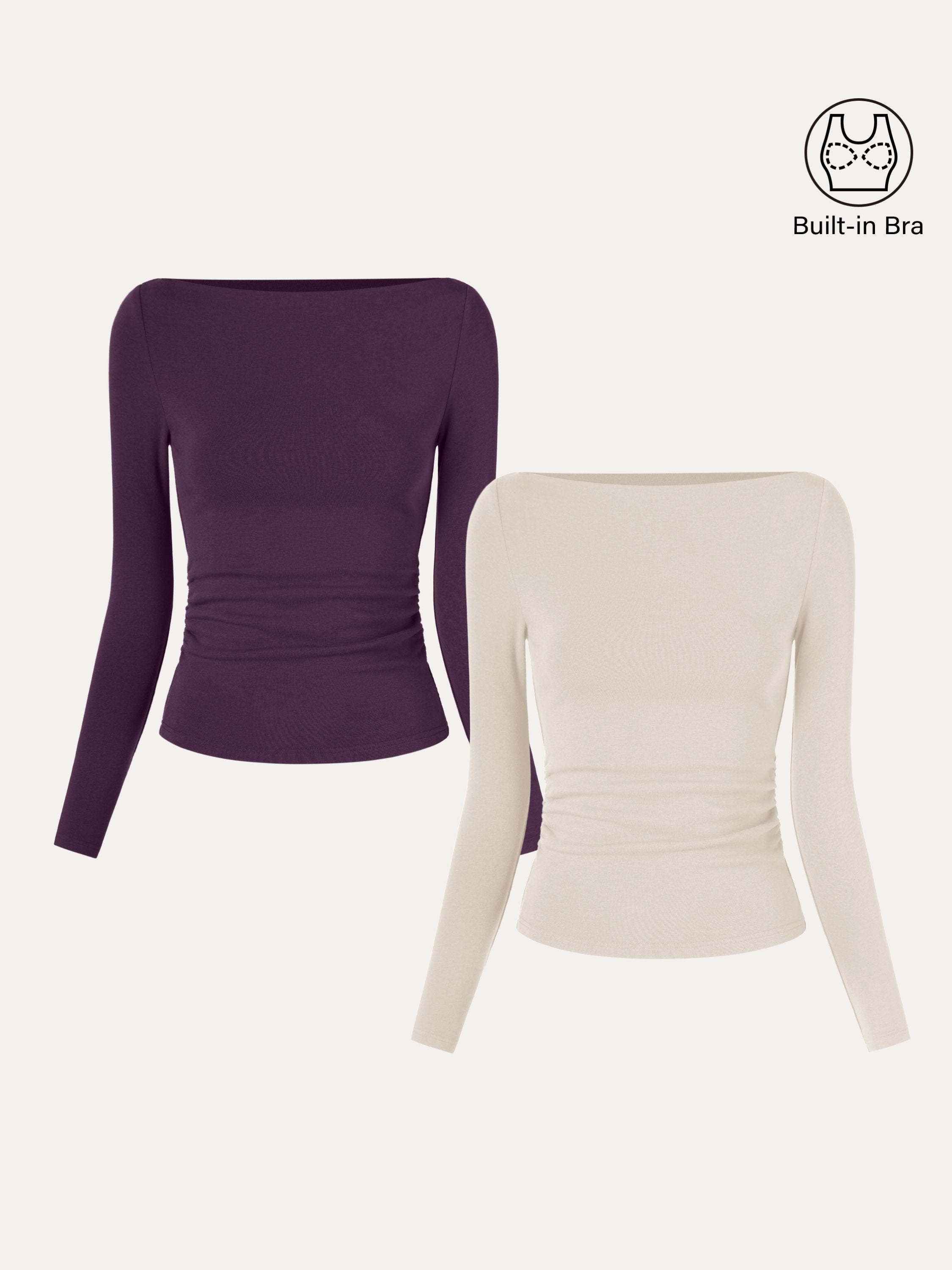2Pcs Set Modern Side Ruched Boatneck Brami Top Morning Mist/Sea Glass – Women > Bundles&Sets > Bundles | FormaLuxe