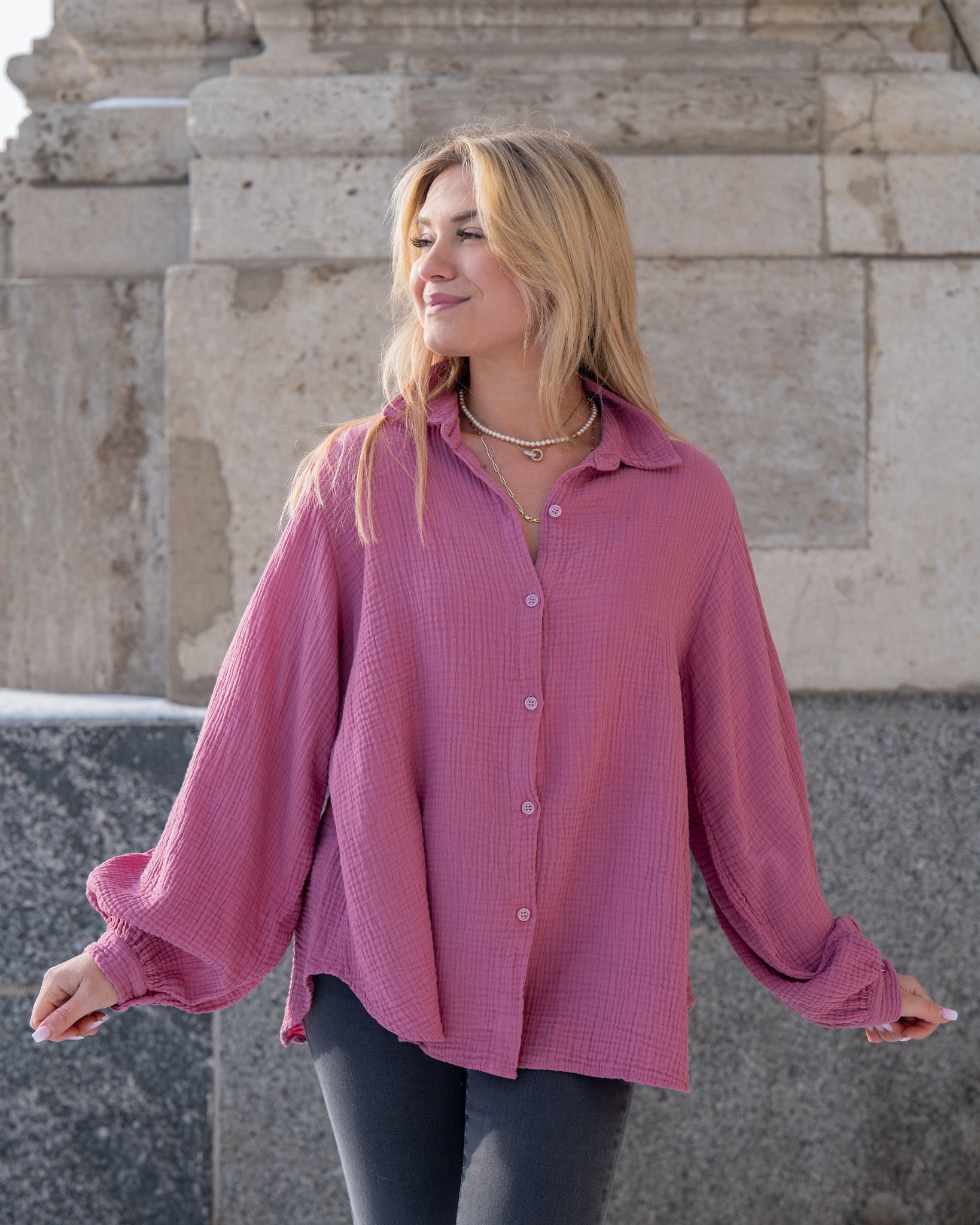 Musselin Bluse | Stella Weiß Rot – Oberteil | FormaLuxe
