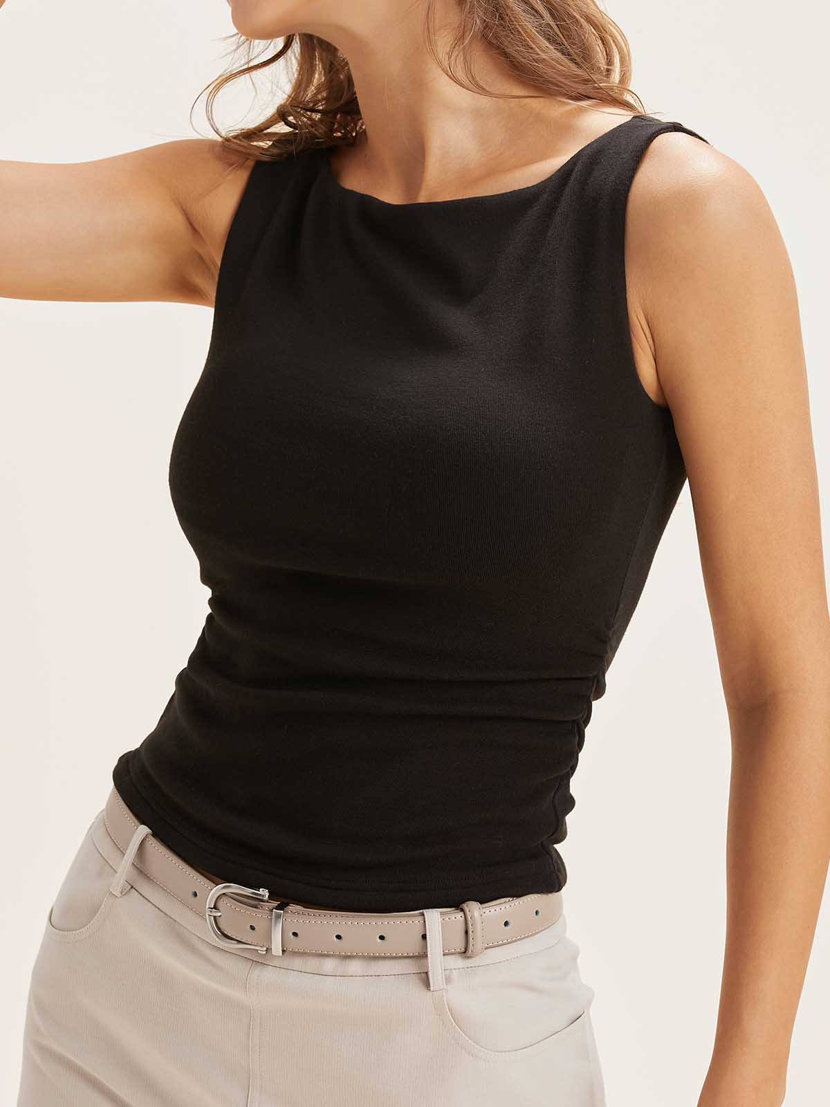 Boat Neck Brami Tank Top Black – Women > Tops > Bra Tops | FormaLuxe