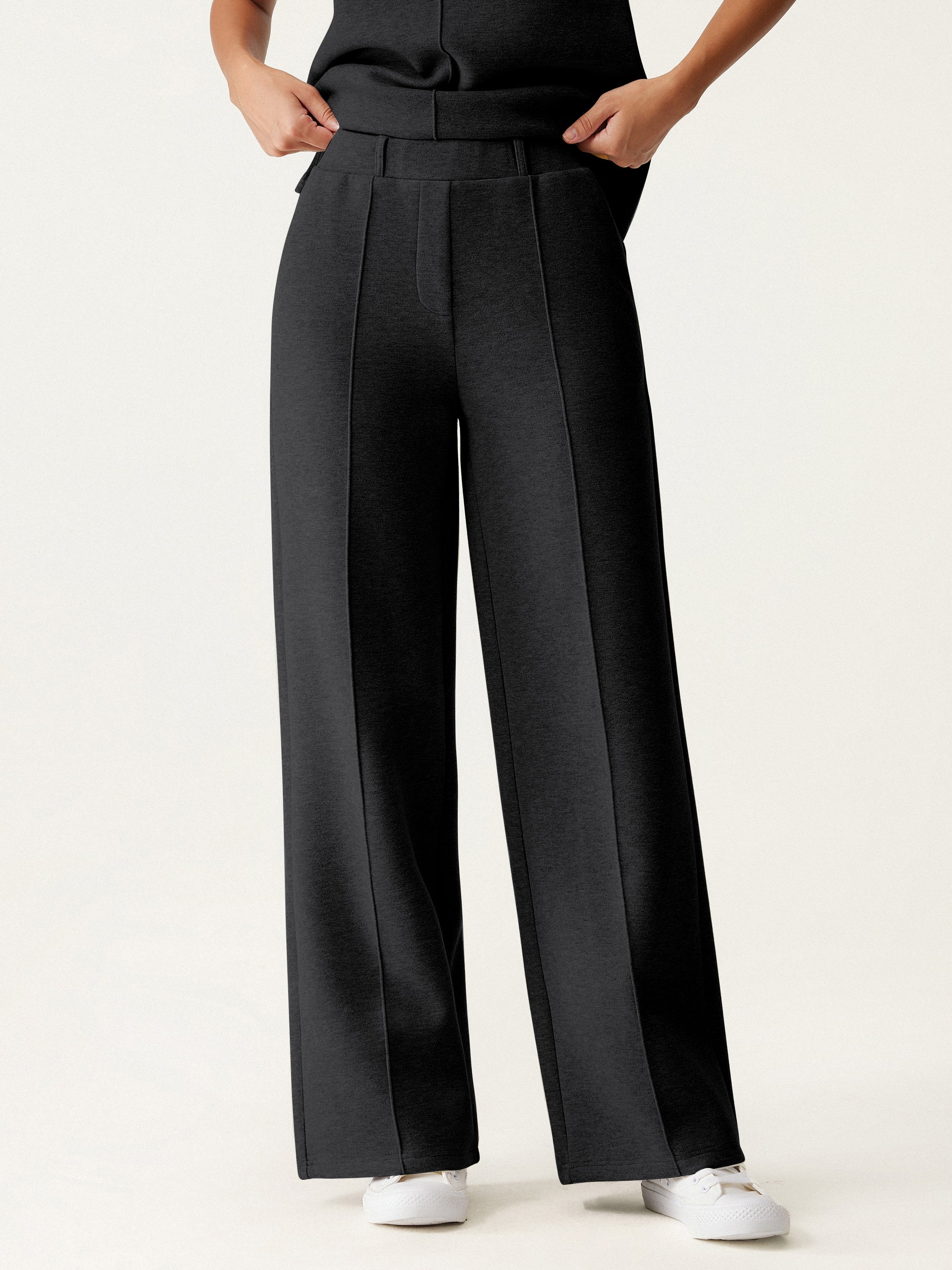High Waisted Straight Leg Pull On Pant Heather Morganite – Women > Bottoms > Pants | FormaLuxe