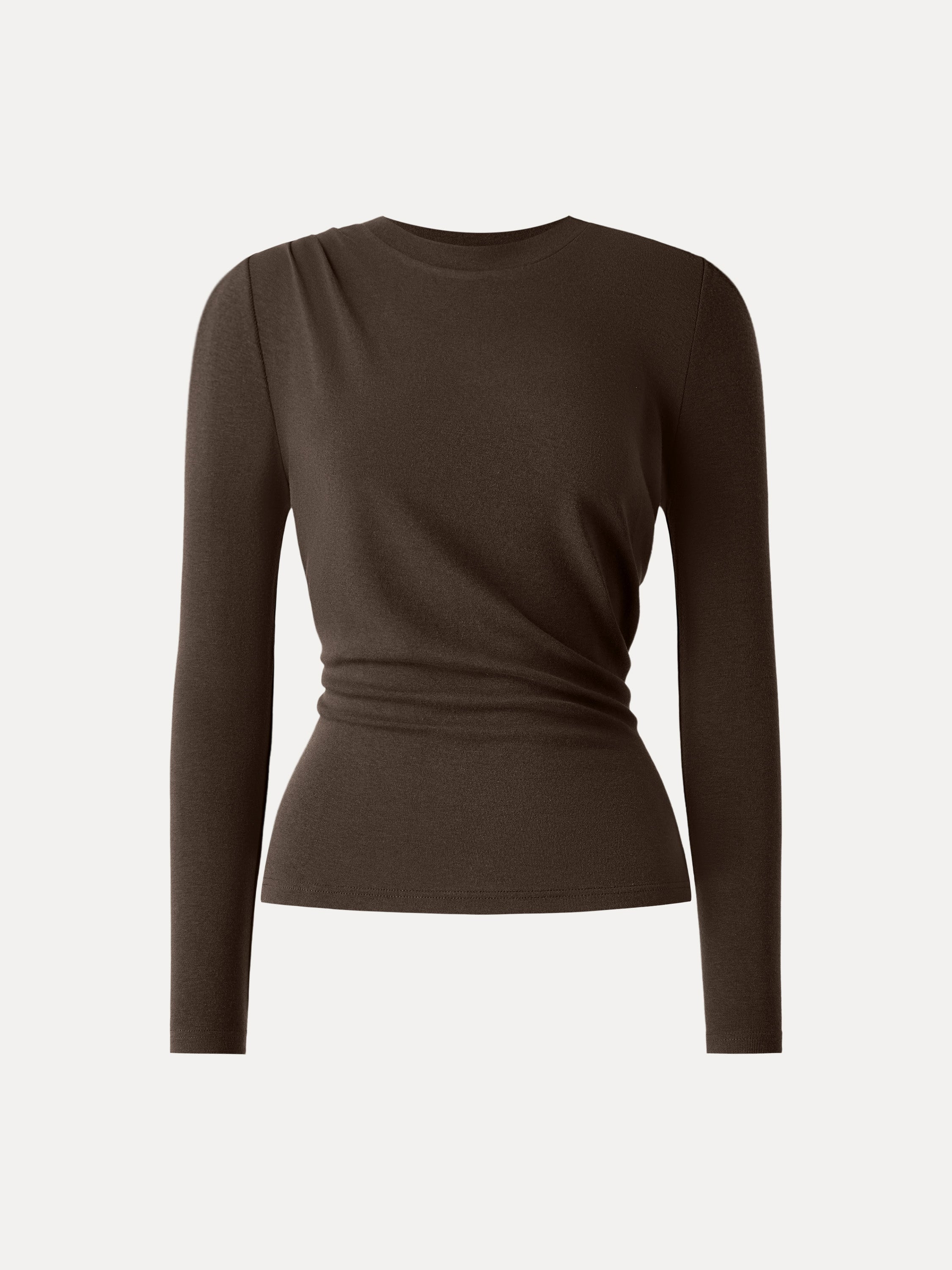Light Warm Crewneck Tucked Top Moss Olive – Women > Tops > Shirts&Tops | FormaLuxe