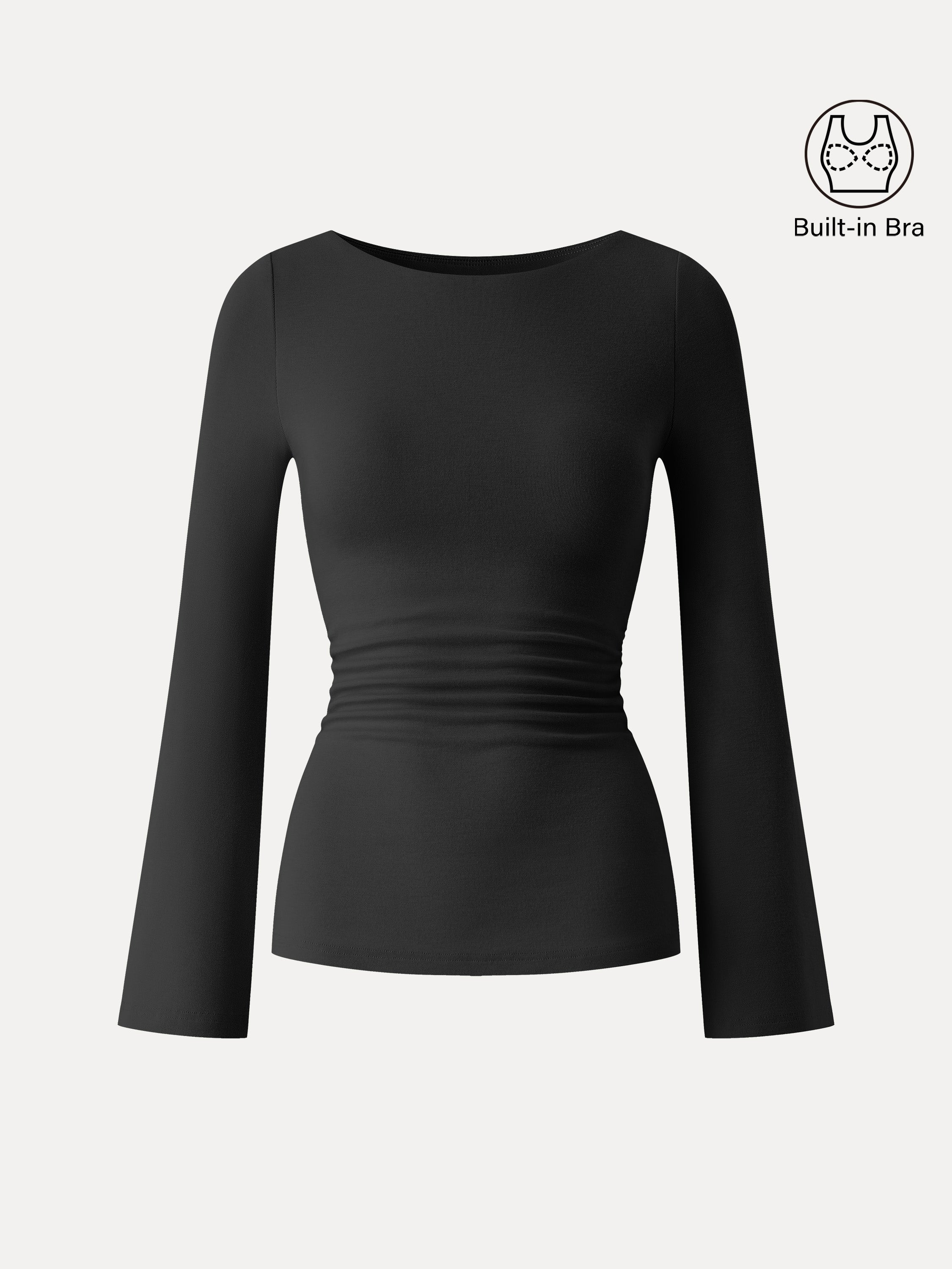 Boatneck Bell Sleeves Ruched Brami Top Opera Mauve – Women > Tops > Bra Tops | FormaLuxe
