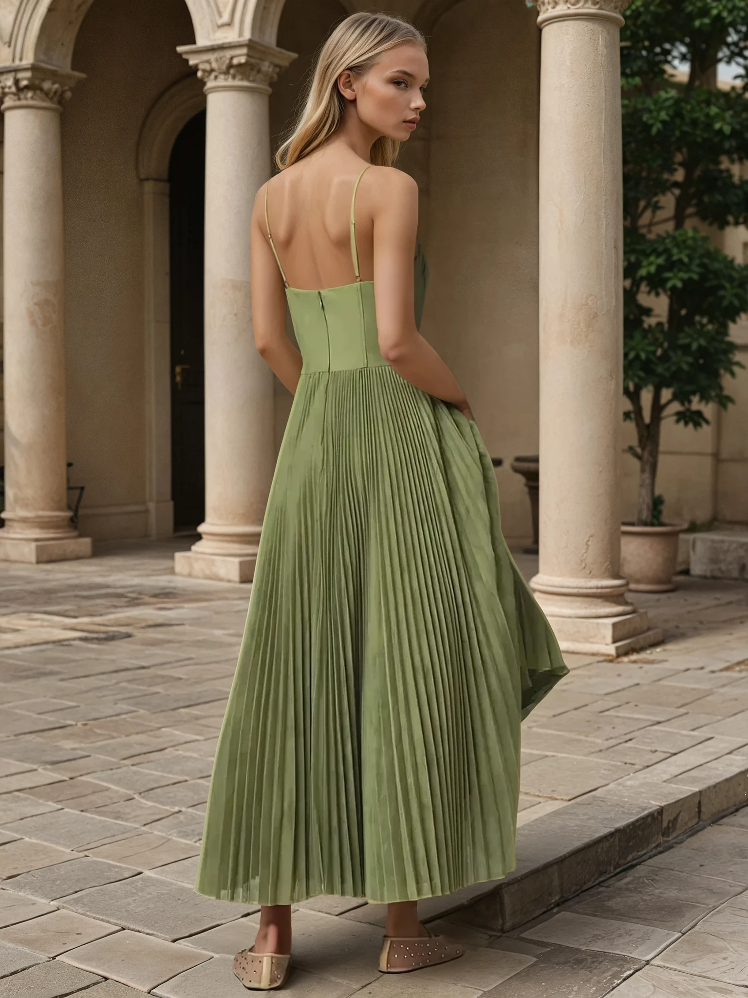 Hayley | Ärmelloses Midi-Kleid mit Bustier Grün | FormaLuxe