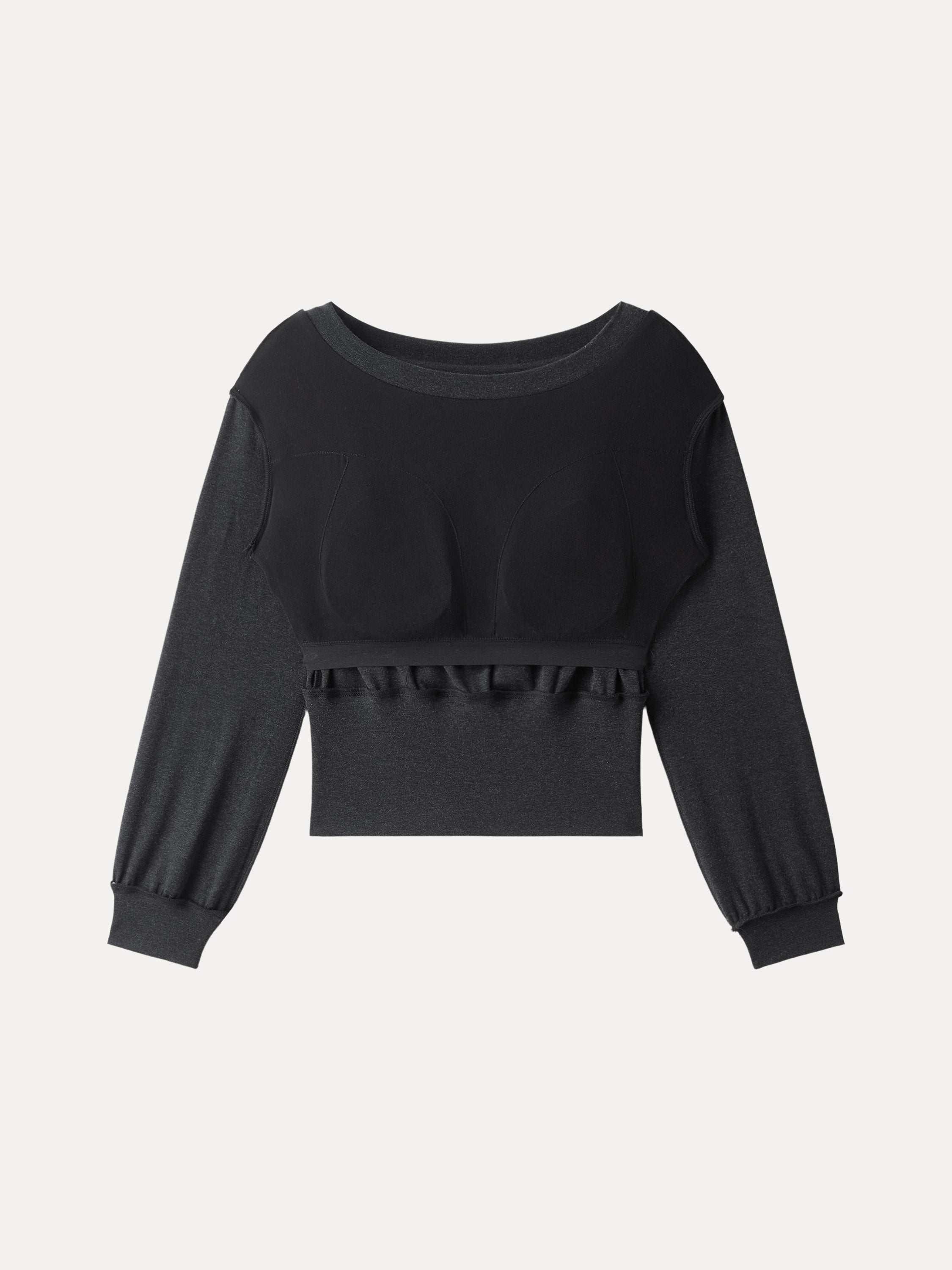 Non-Itchy Wool Blend Boatneck Brami Heather Black – Women > Tops > Bra Tops | FormaLuxe