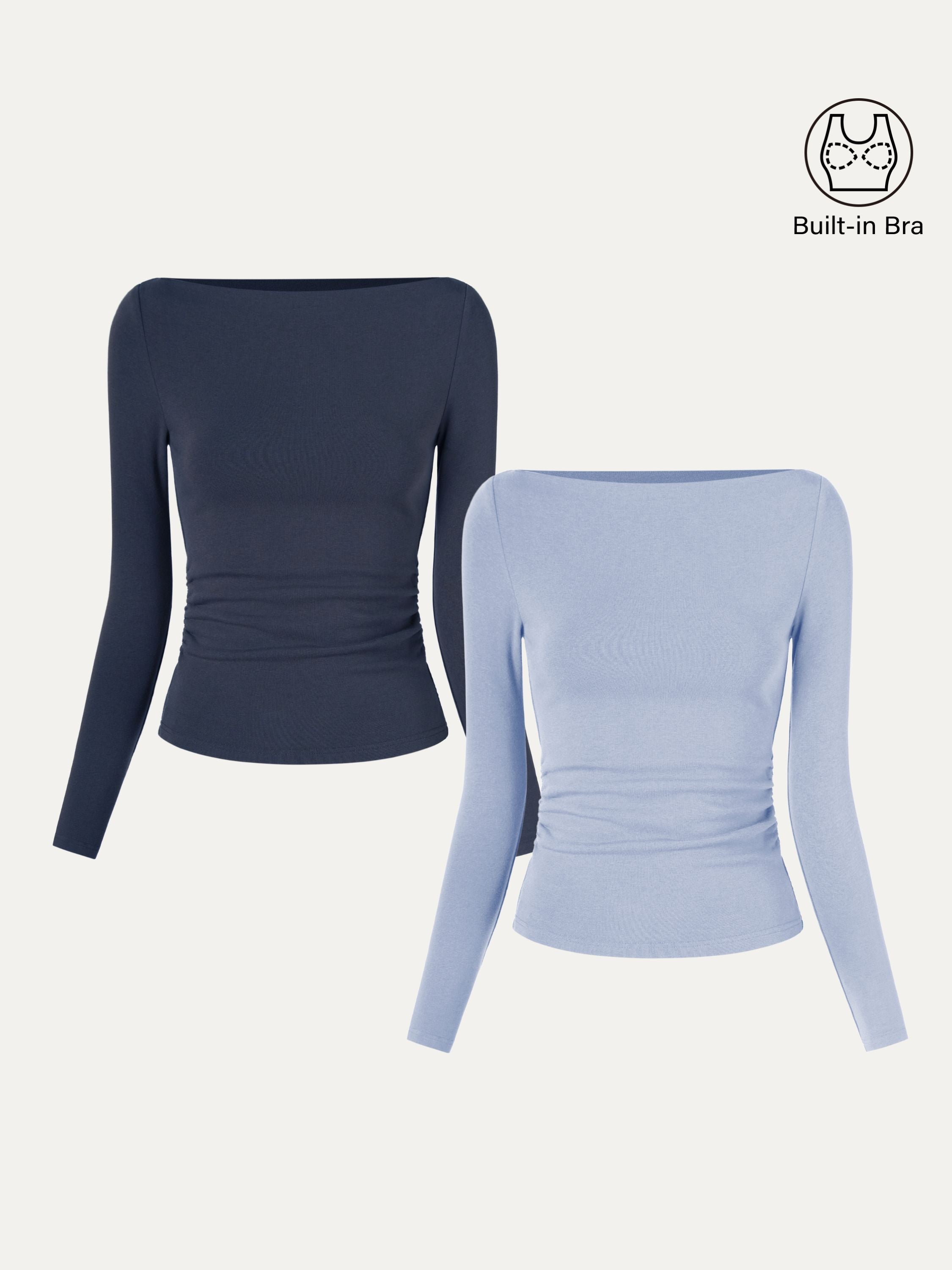 Modern Side Ruched Boatneck Brami Top Sea Glass – Women > Tops > Bra Tops | FormaLuxe