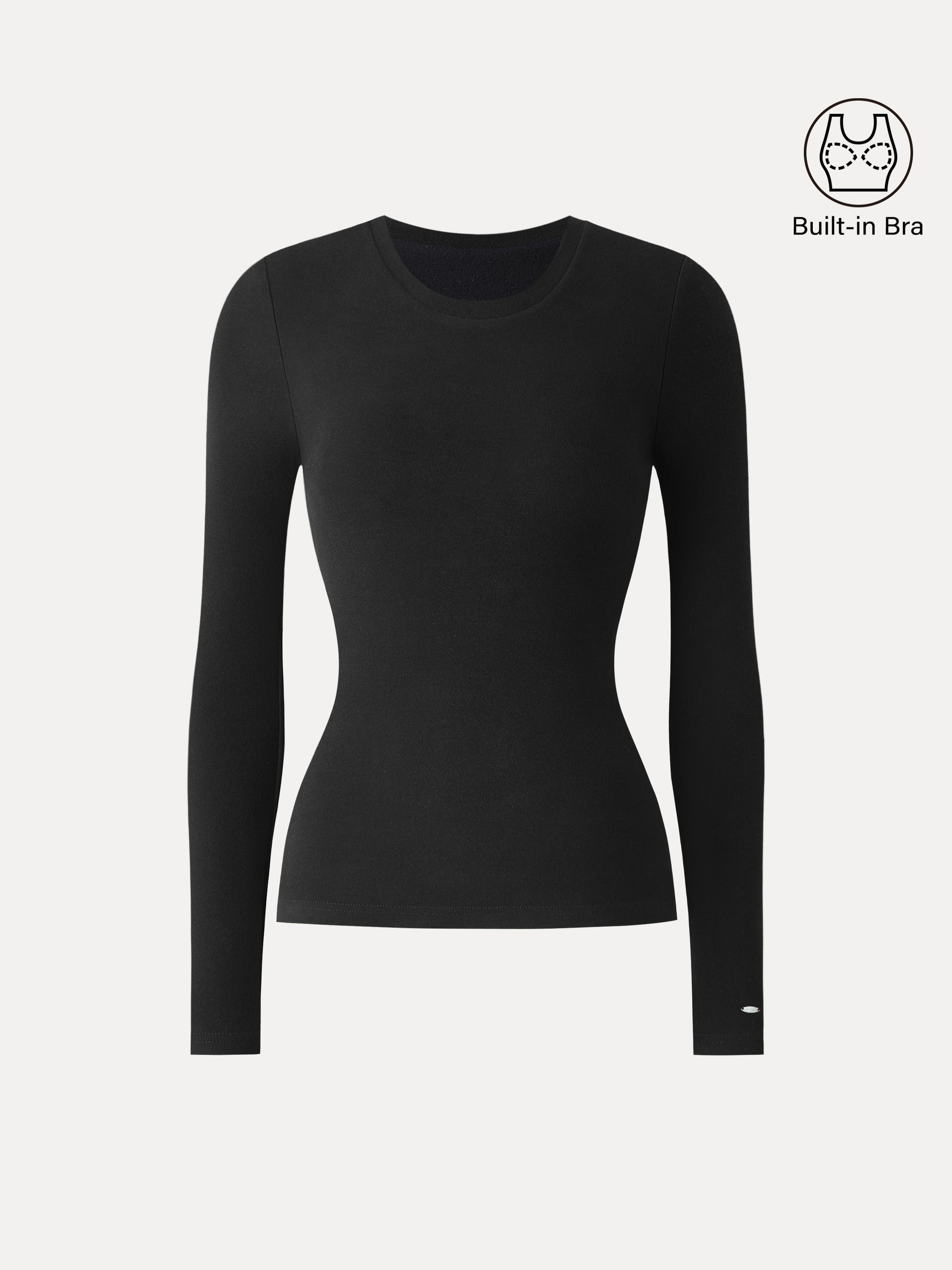 MaxWarm Crewneck Long Sleeve Brami Smoky Navy – Women > Tops > Bra Tops | FormaLuxe