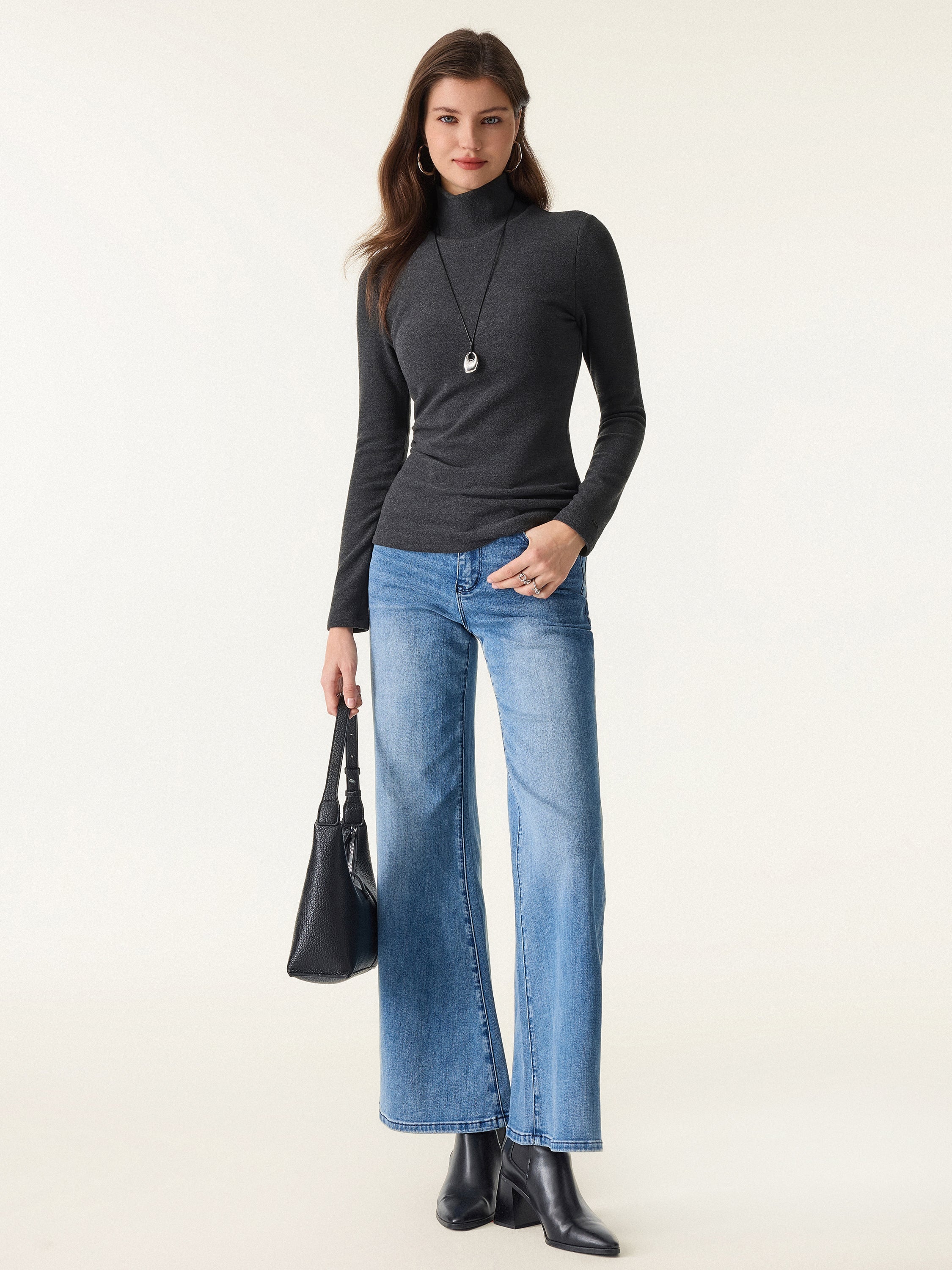 MaxWarm Turtleneck Long Sleeve Brami Heather Black – Women > Tops > Bra Tops | FormaLuxe