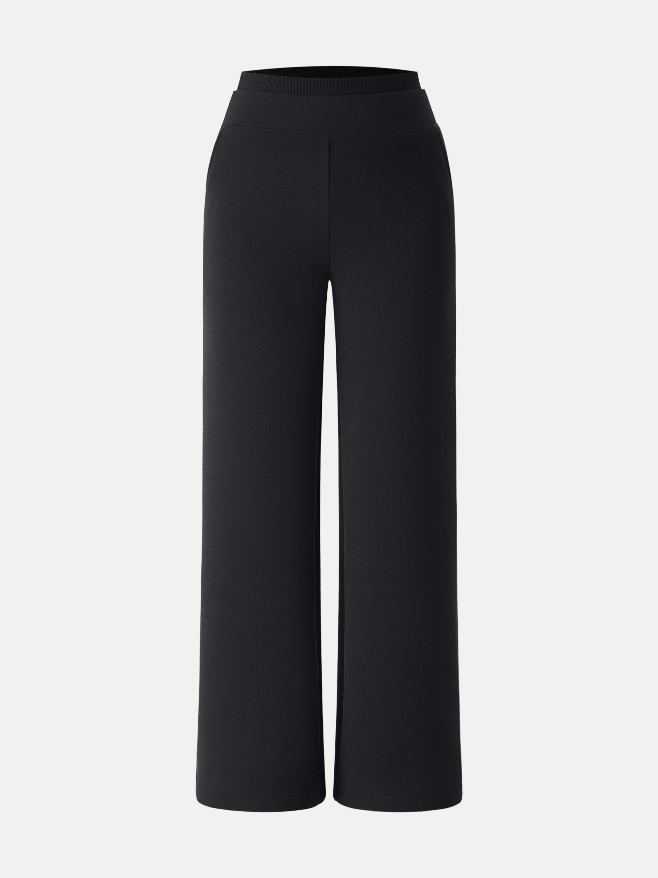 Double Waistband Straight Leg Pants with Pockets Heather Taupe – Women > Bottoms > Pants | FormaLuxe