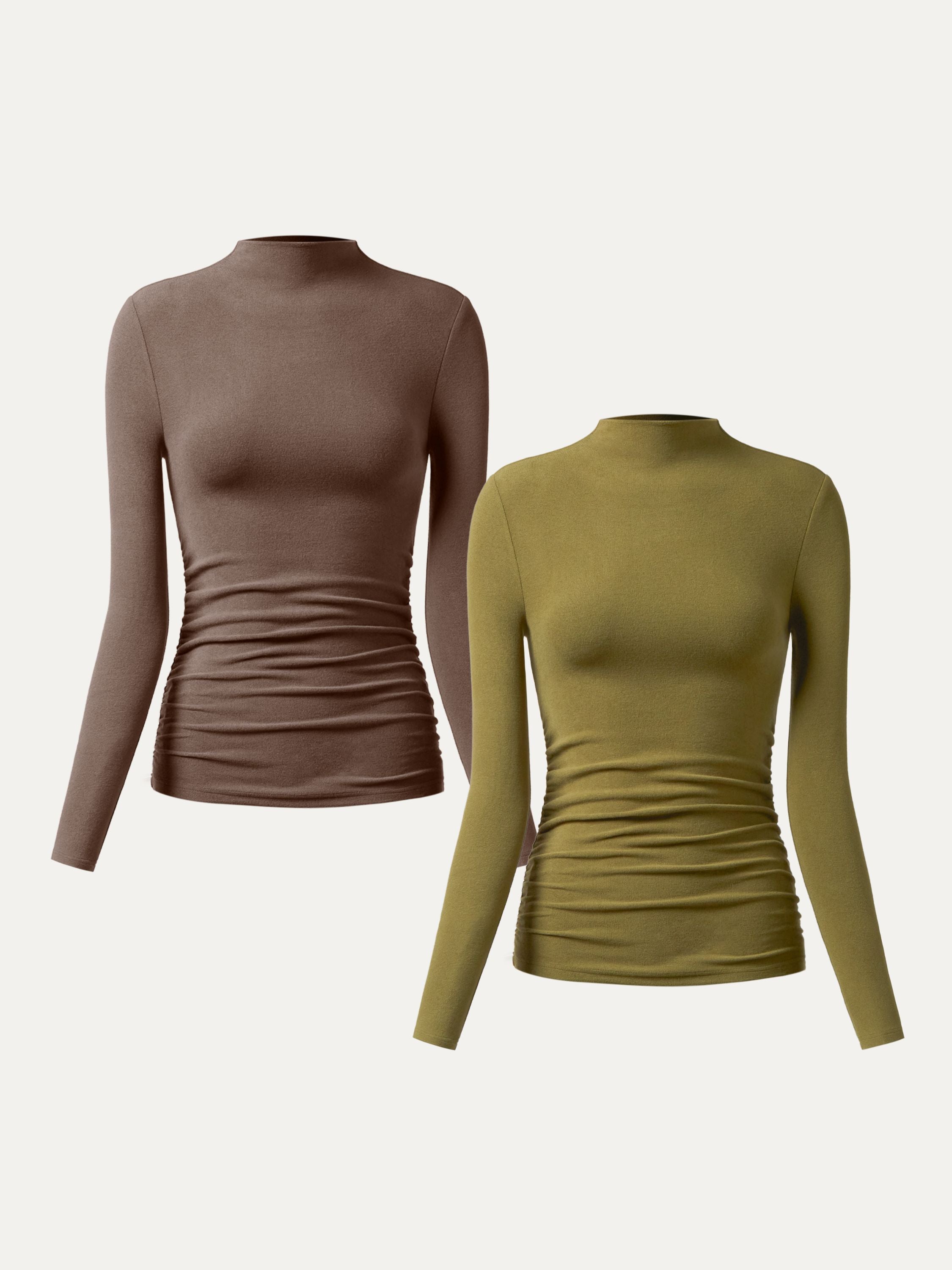 Top à col montant et côtés froncés Eco-Mousse® Off White/Dusk Blue – Femmes > Hauts > Chemises&Hauts | FormaLuxe