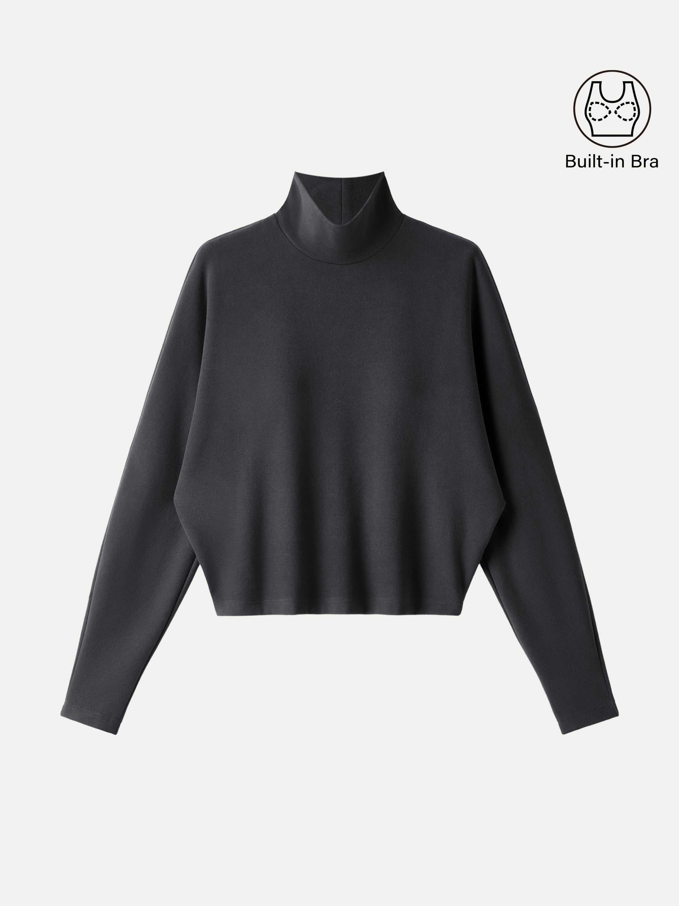 Cozy Warm Turtleneck Batwing Sleeve Brami Ruby Red – Women > Tops > Bra Tops | FormaLuxe
