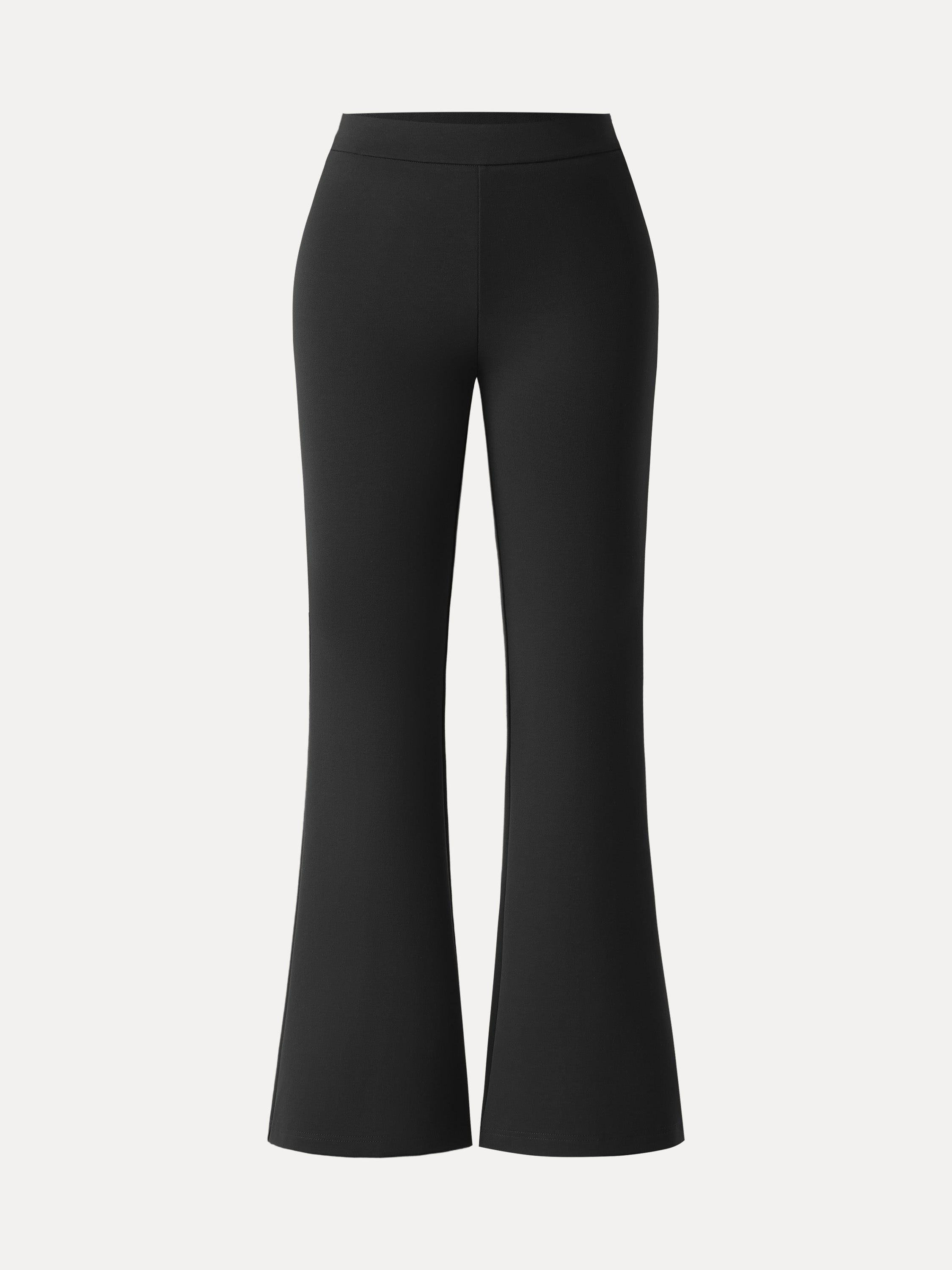 Slimming Ponte High Rise Pull-on Flared Pants Black – Women > Bottoms > Pants | FormaLuxe