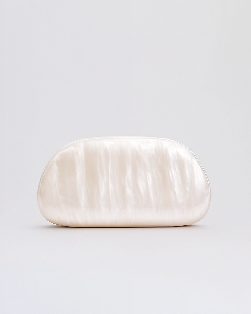 Sculptural Pearl Clutch White | FormaLuxe