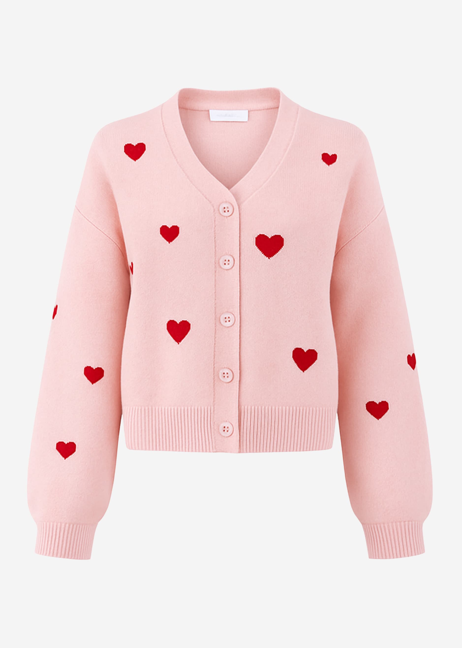 Cardigan mit roten Herzen - rosa – Bekleidung > Cardigans | FormaLuxe