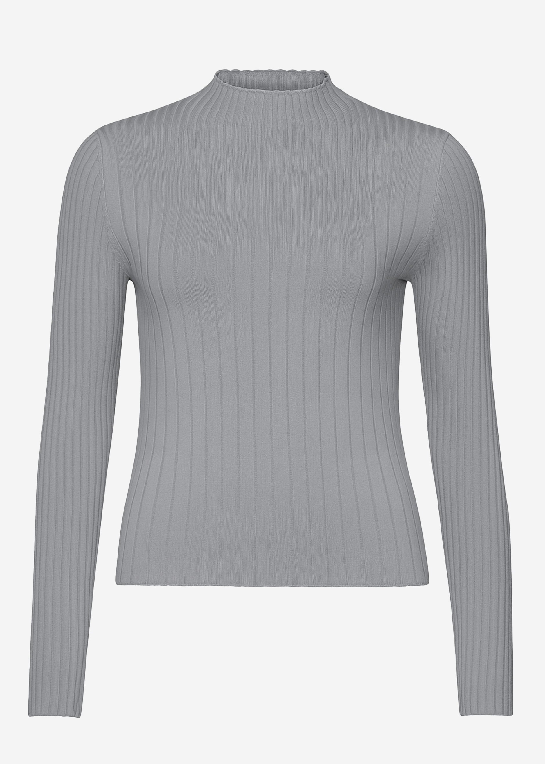 Rippstrickoberteil mit Stehkragen - grau – Bekleidung > Pullover | FormaLuxe