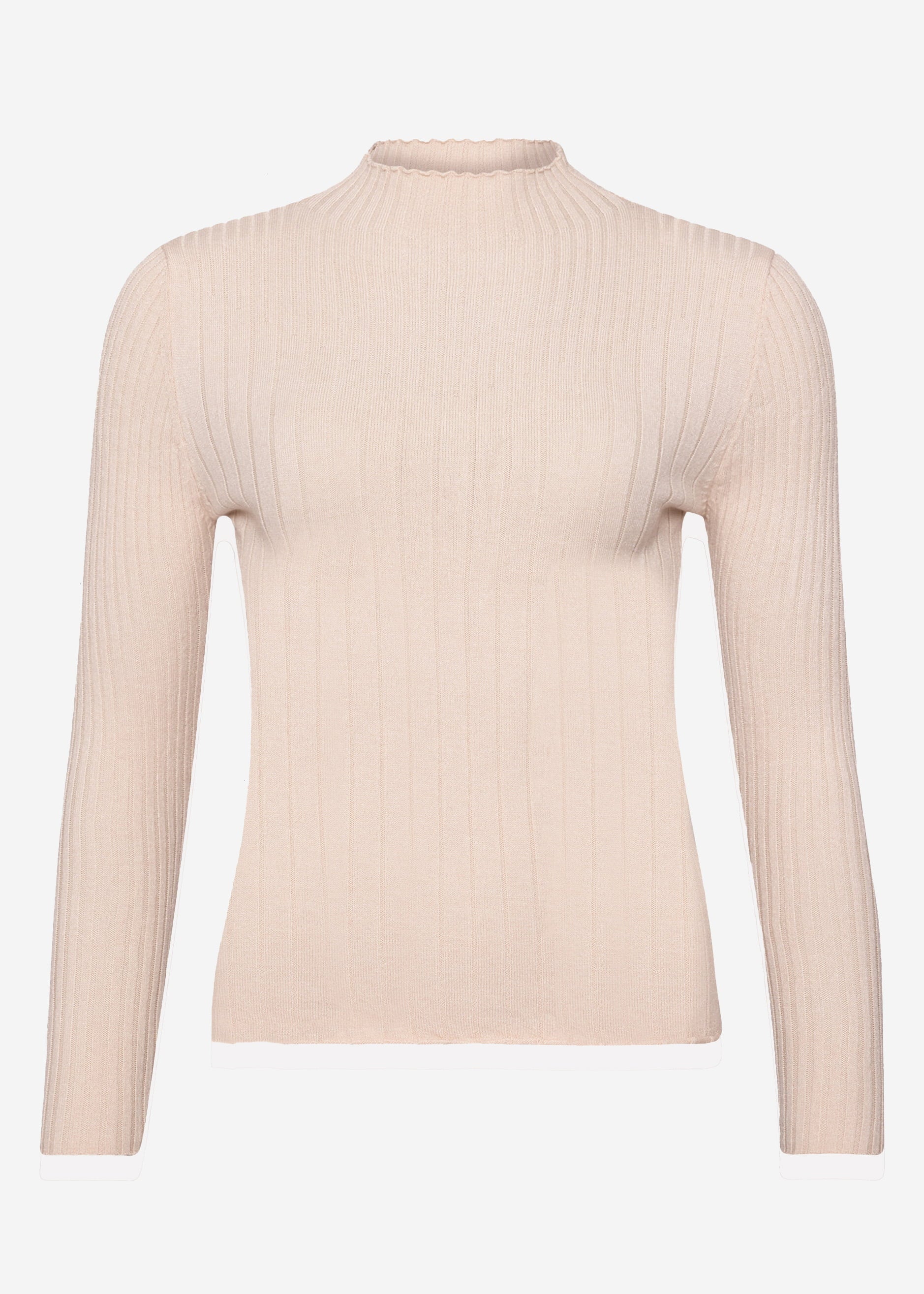 Rippstrickoberteil mit Stehkragen - beige – Bekleidung > Pullover | FormaLuxe