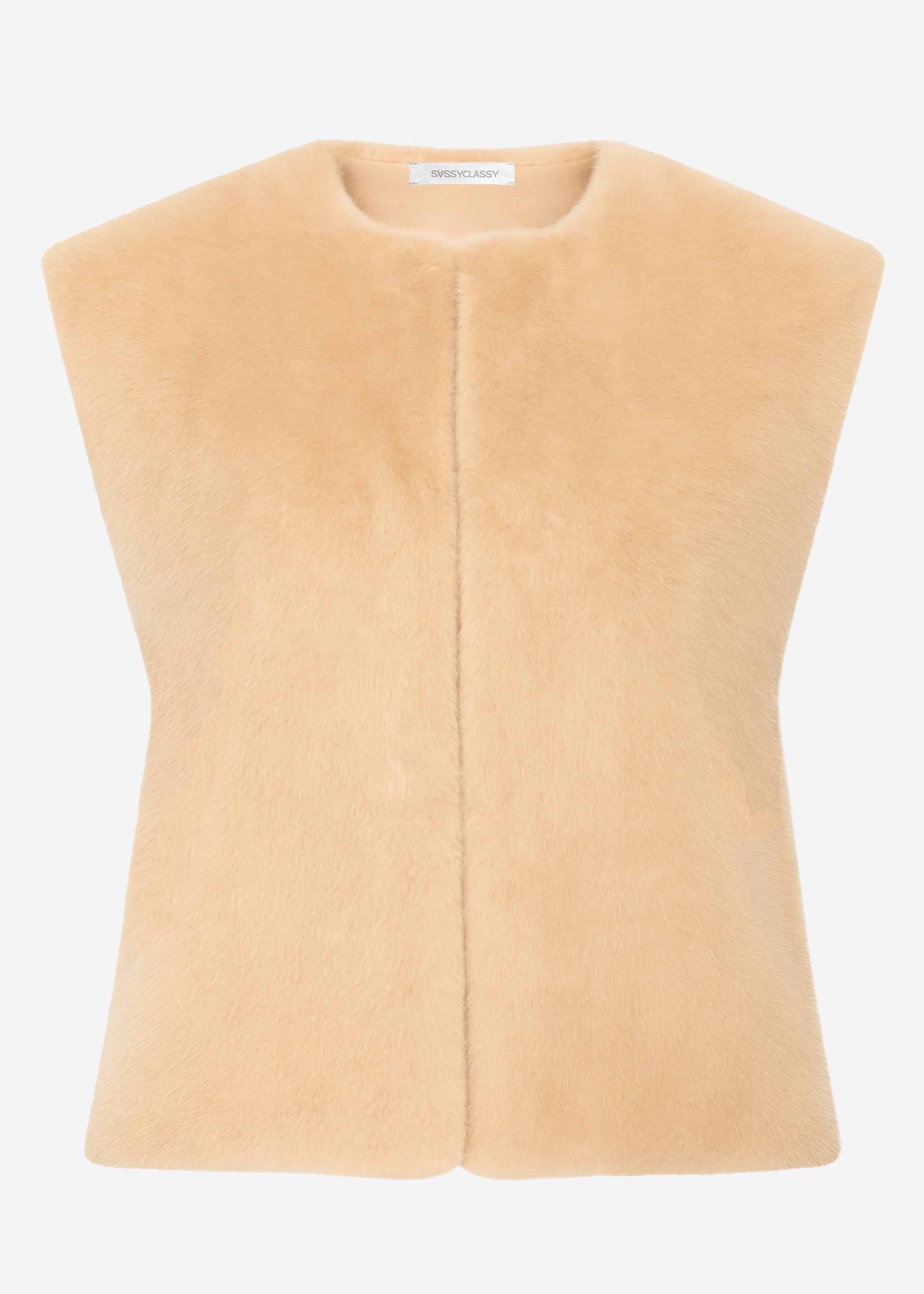 Elegante Kunstfell Weste - beige – Bekleidung > Westen | FormaLuxe