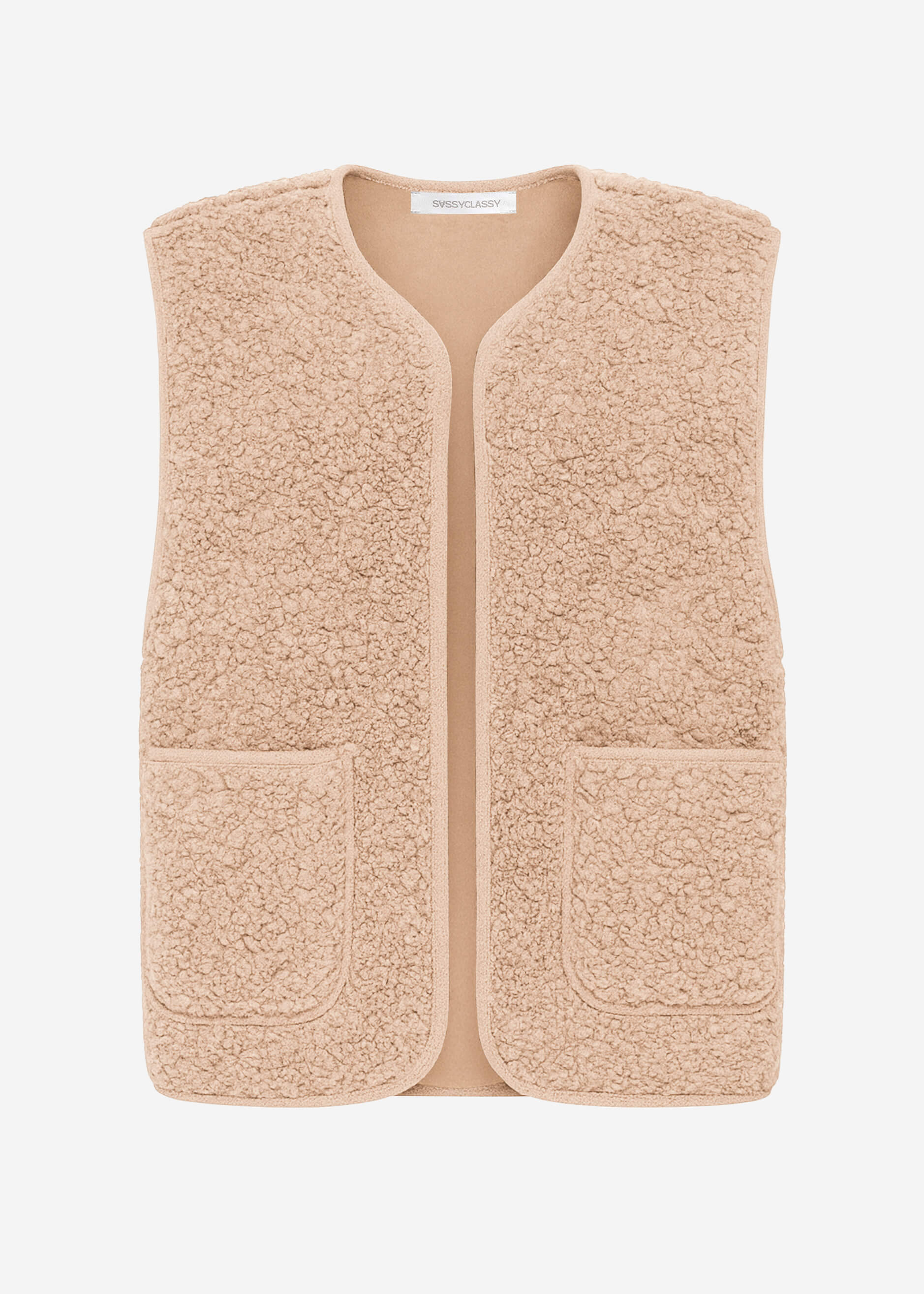 Teddyweste mit Taschen - beige – Bekleidung > Jacken > Weste | FormaLuxe