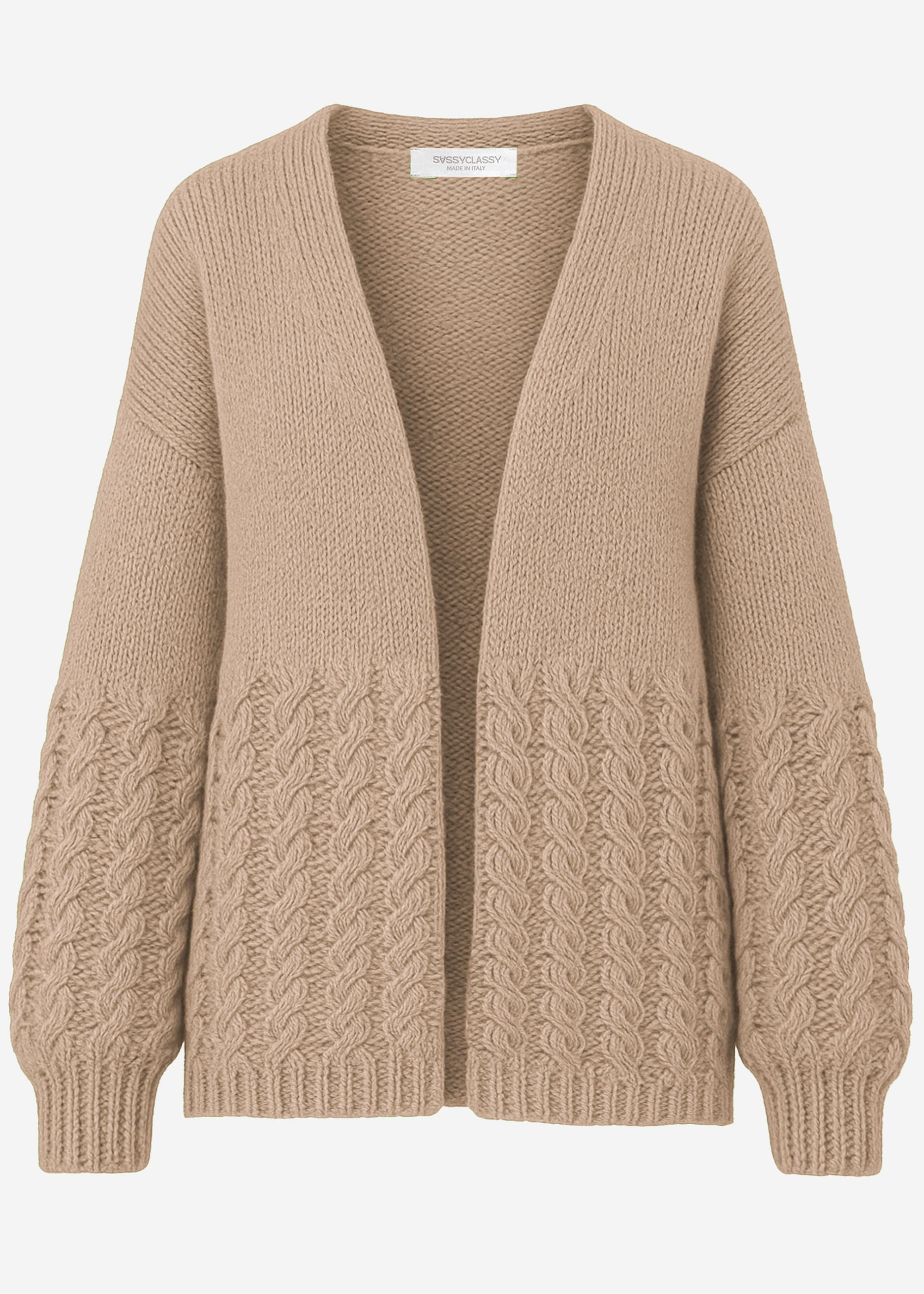 Strickcardigan mit Zopfmuster - beige – Bekleidung > Cardigans | FormaLuxe