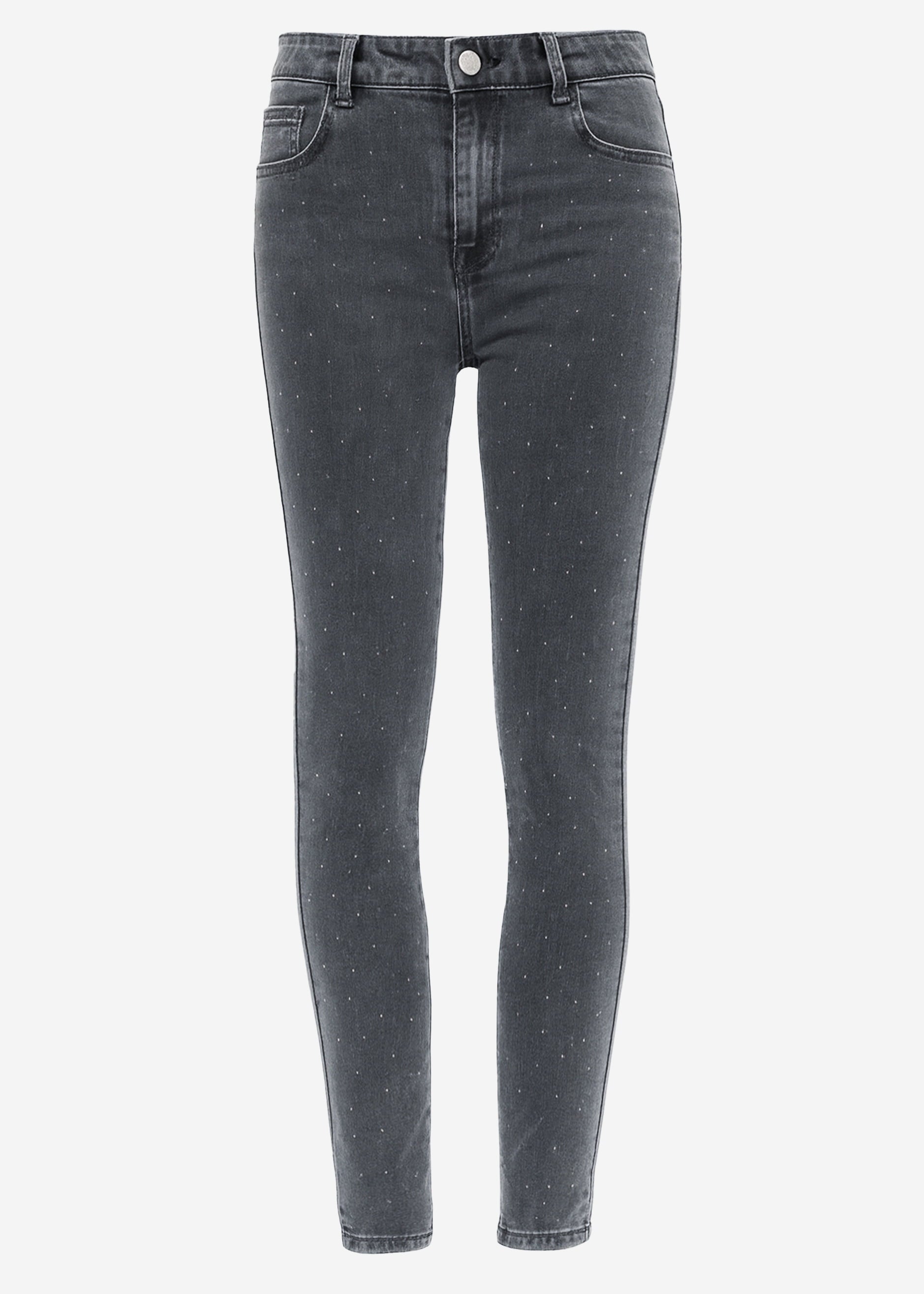 Highwaist Skinny Jeans mit Strasssteinen - dunkelgrau – Bekleidung > Jeans | FormaLuxe
