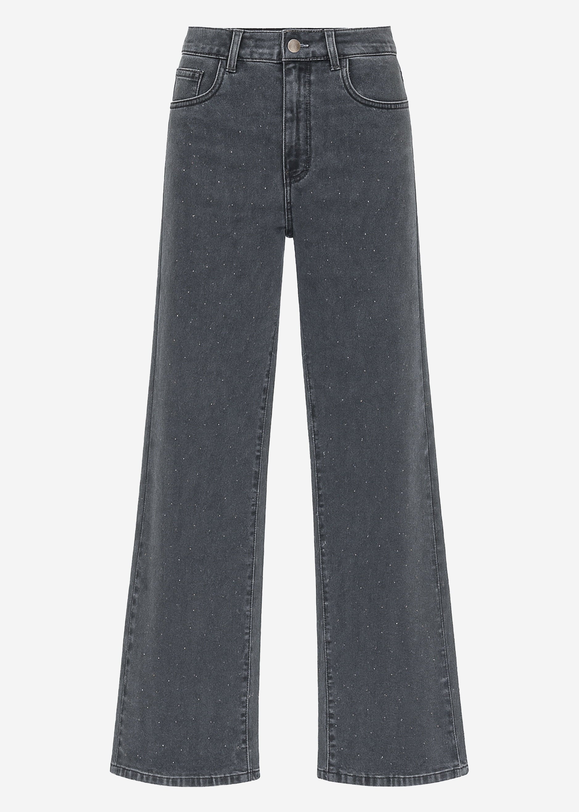 Wide Leg Jeans mit Strasssteinen - dunkelgrau – Bekleidung > Jeans | FormaLuxe
