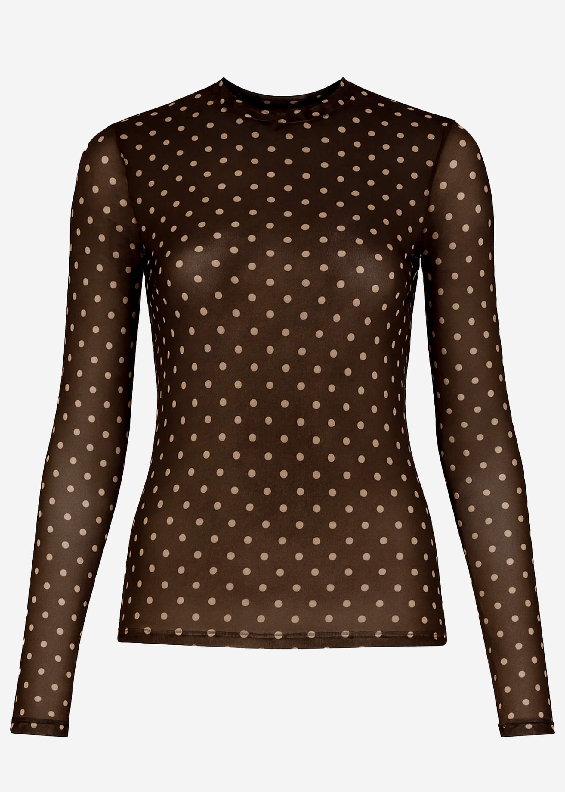 Mesh Langarmshirt mit Punkten - schwarz – Bekleidung > Langarmshirts | FormaLuxe