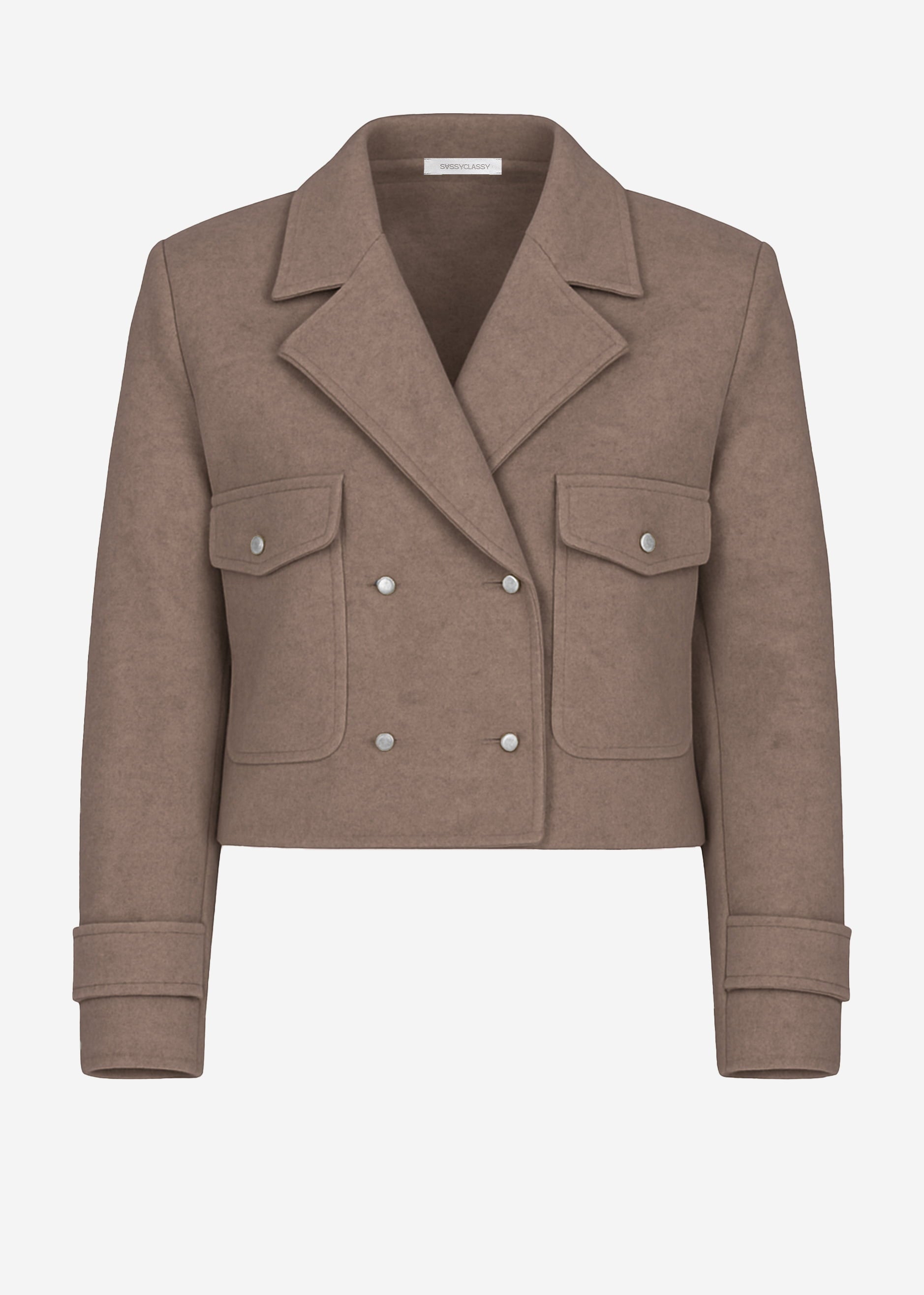 Kurze Jacke mit Reverskragen - taupe – Bekleidung > Jacken | FormaLuxe