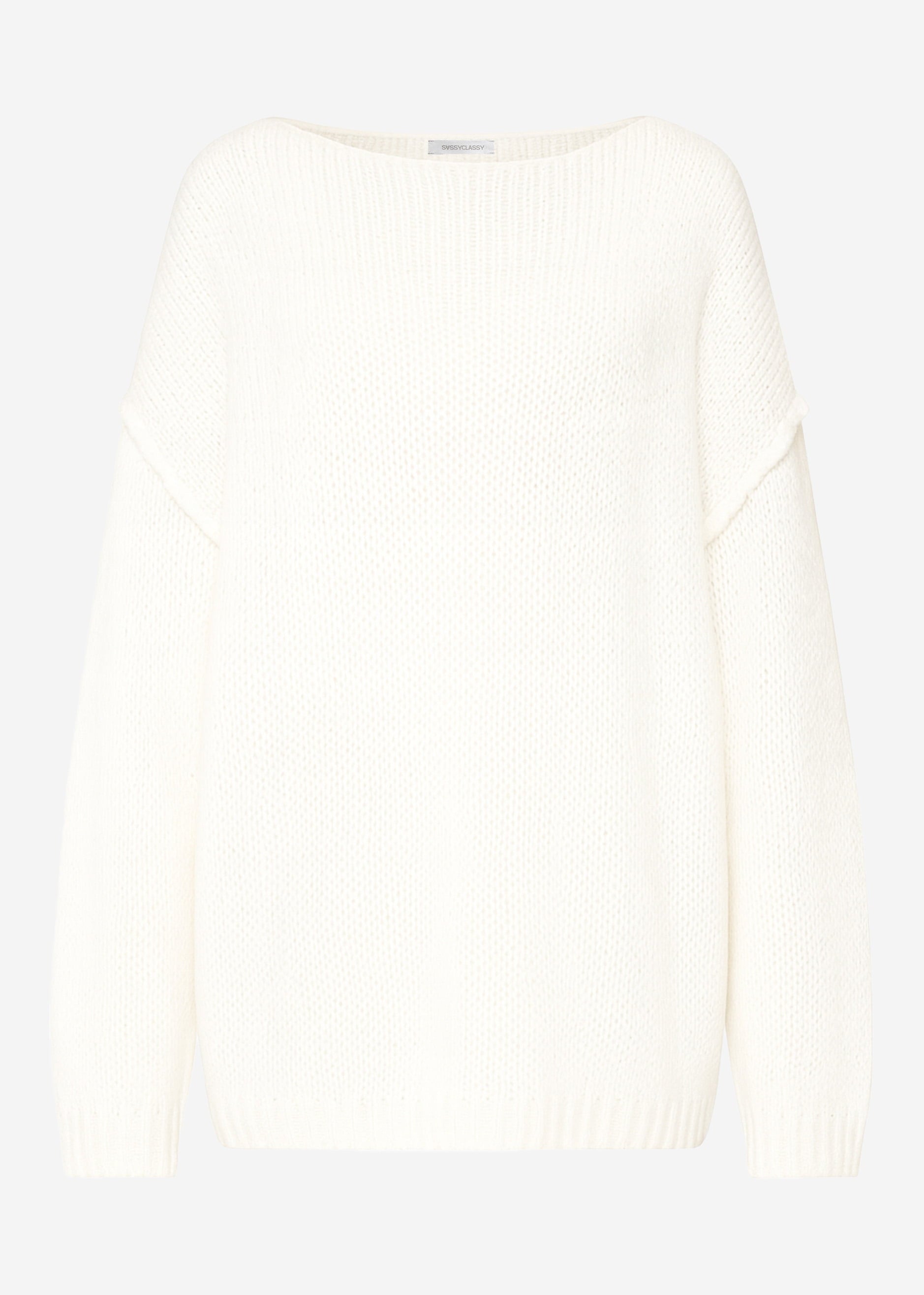 Oversize-Pullover mit Rundhalsausschnitt - weiß – Bekleidung > Pullover | FormaLuxe