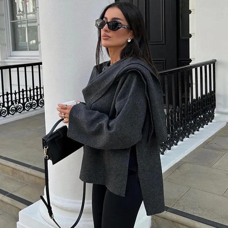 Iris | Oversized Warm Coat Dark Grey | FormaLuxe