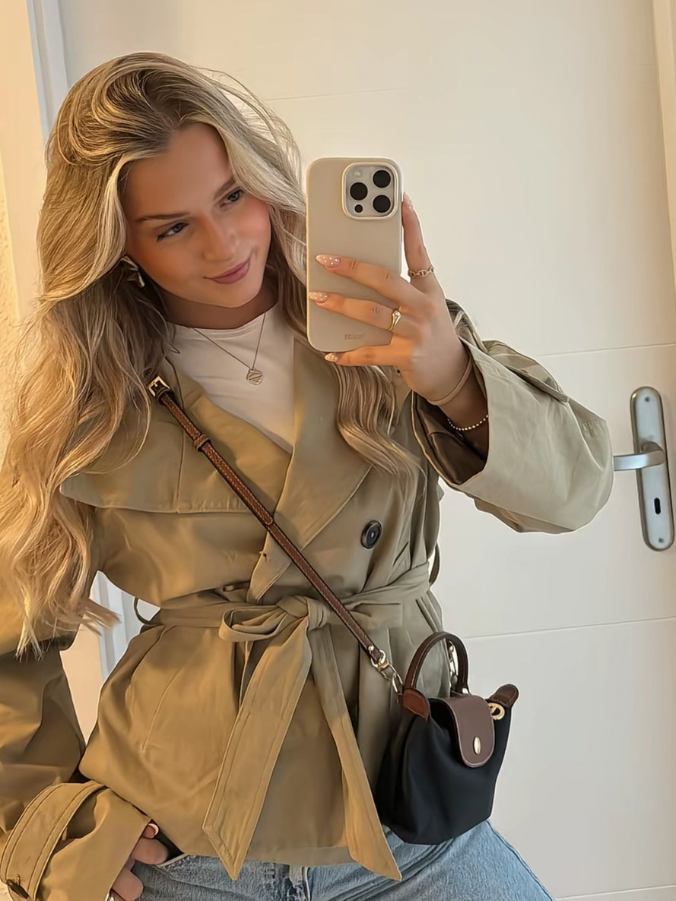 Milena | Short Belted Trench Coat Khaki – Cath | Short Belted Trench Coat | FormaLuxe