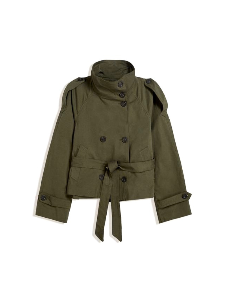 Milena | Short Belted Trench Coat Khaki – Cath | Short Belted Trench Coat | FormaLuxe