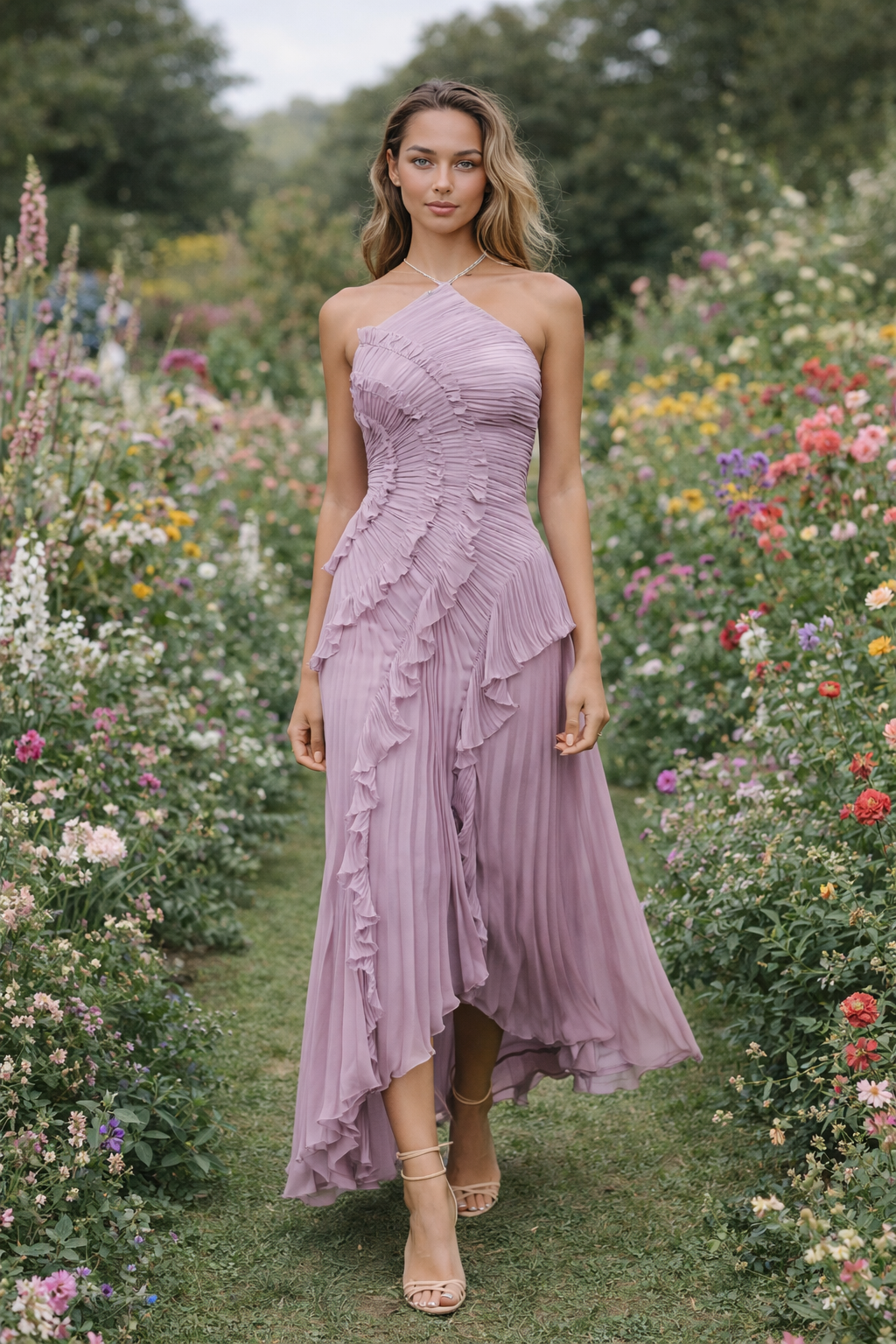 Eva Volant-Kleid Lavendel | FormaLuxe