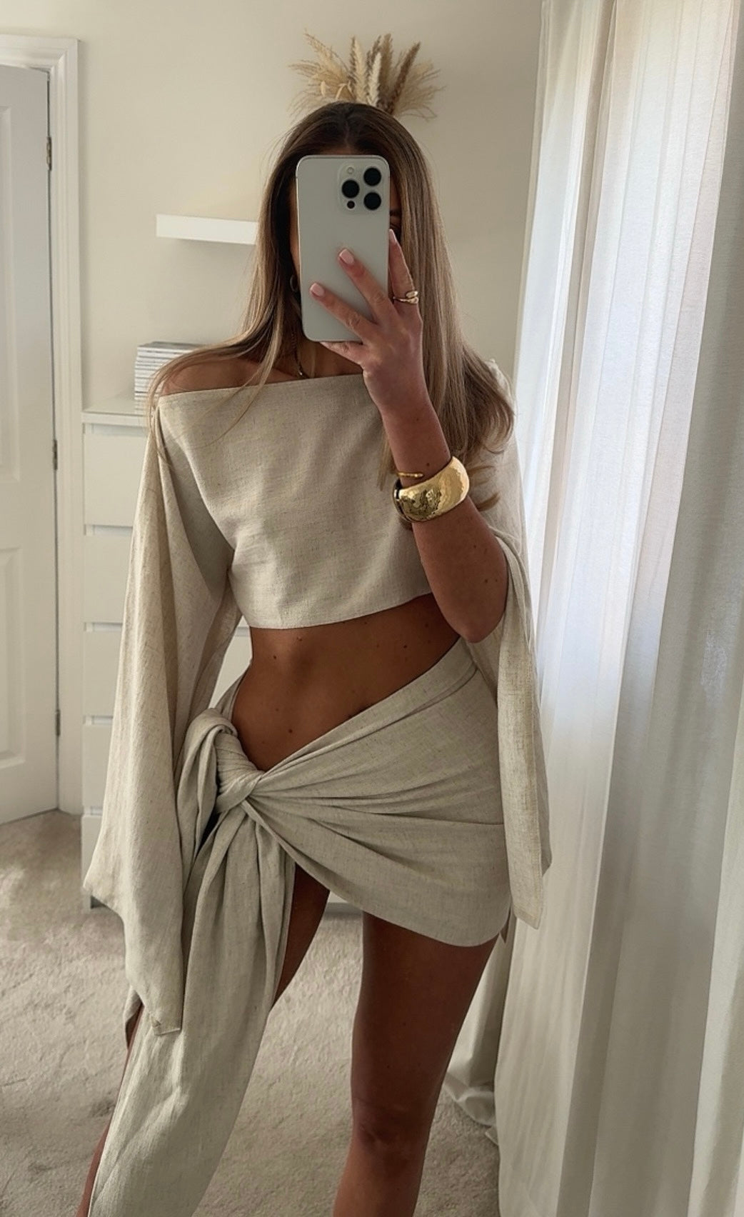 Ainsley | Leinen-Sarong-Set Weiß | FormaLuxe