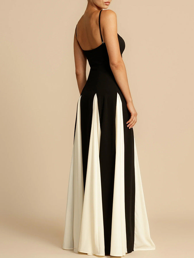 Charlotte | Ärmelloses Maxikleid Schwarz & Weiß | FormaLuxe