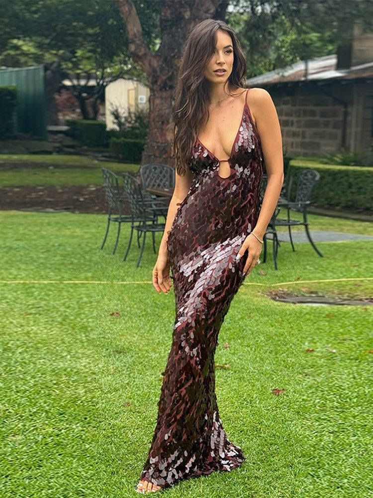 Kailani | Maxikleid mit Pailletten Red | FormaLuxe