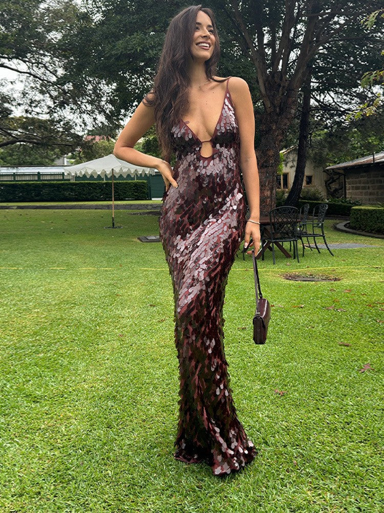 Kailani | Maxikleid mit Pailletten Red | FormaLuxe