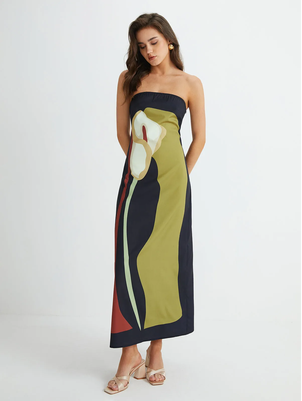 Harper | Trägerloses Maxikleid Grün | FormaLuxe