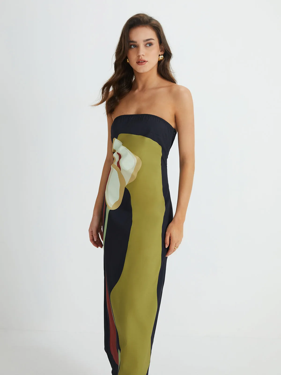Harper | Trägerloses Maxikleid Grün | FormaLuxe