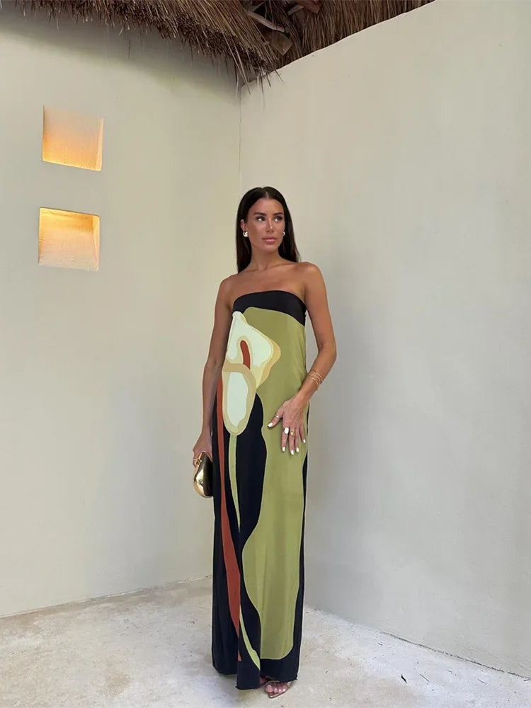 Harper | Trägerloses Maxikleid Grün | FormaLuxe
