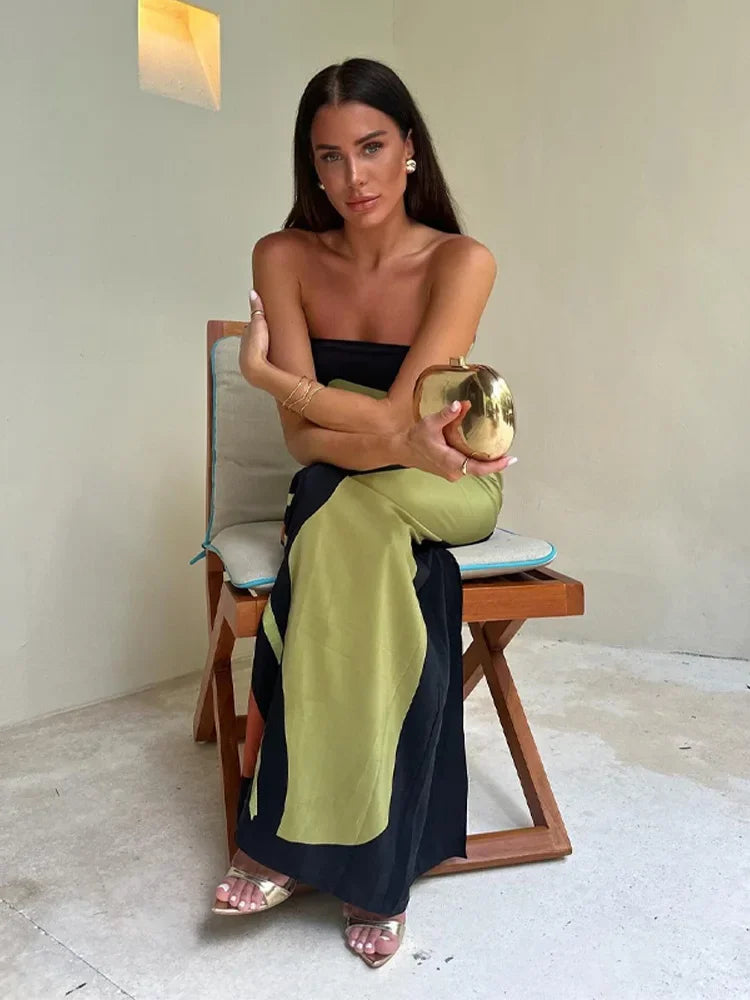 Harper | Trägerloses Maxikleid Grün | FormaLuxe