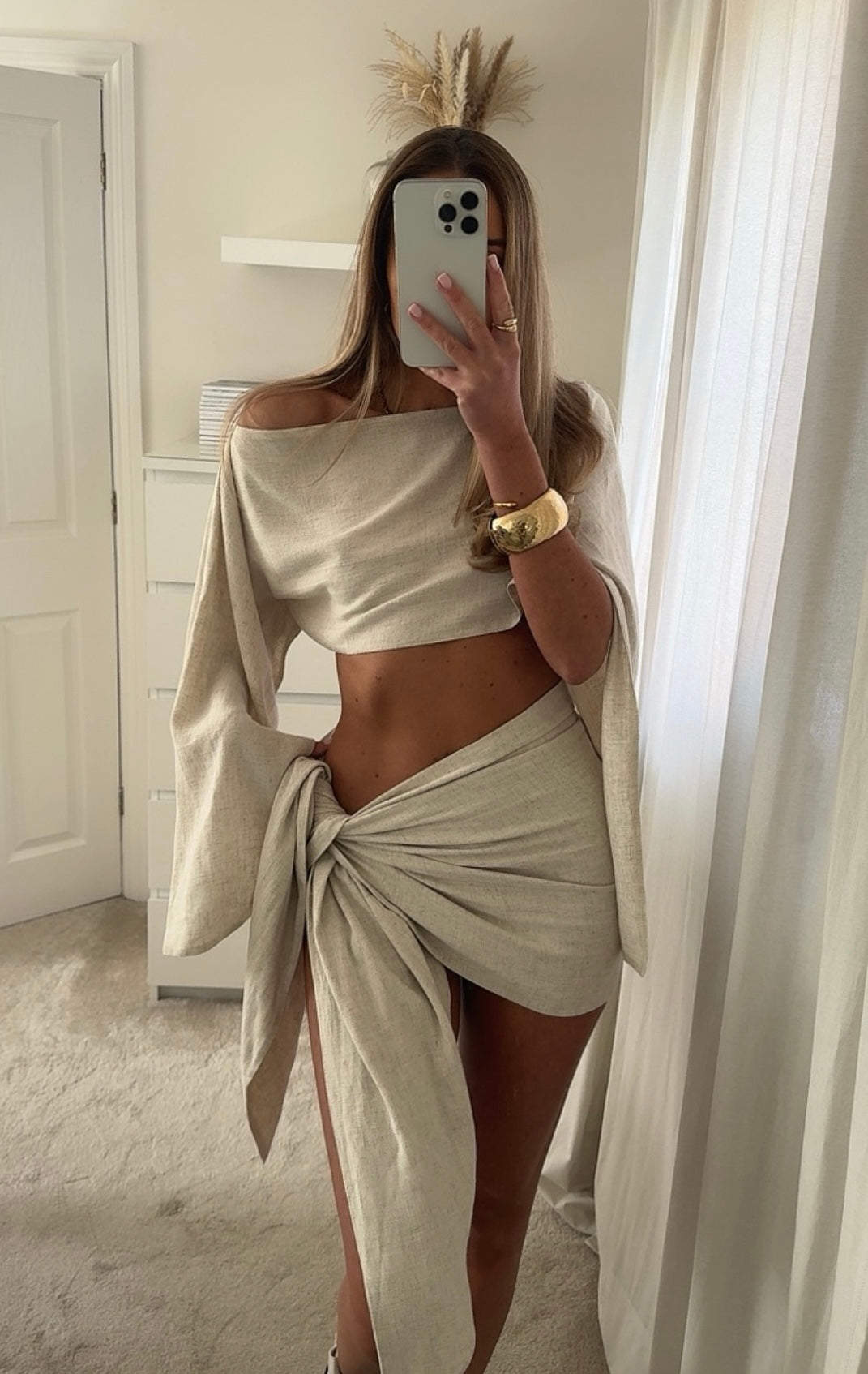 Ainsley | Leinen-Sarong-Set Weiß | FormaLuxe