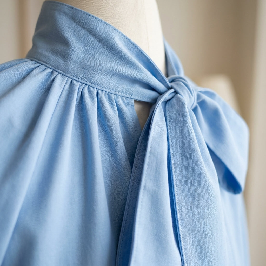 Livia | Gerafftes Tie-Top mit Stehkragen