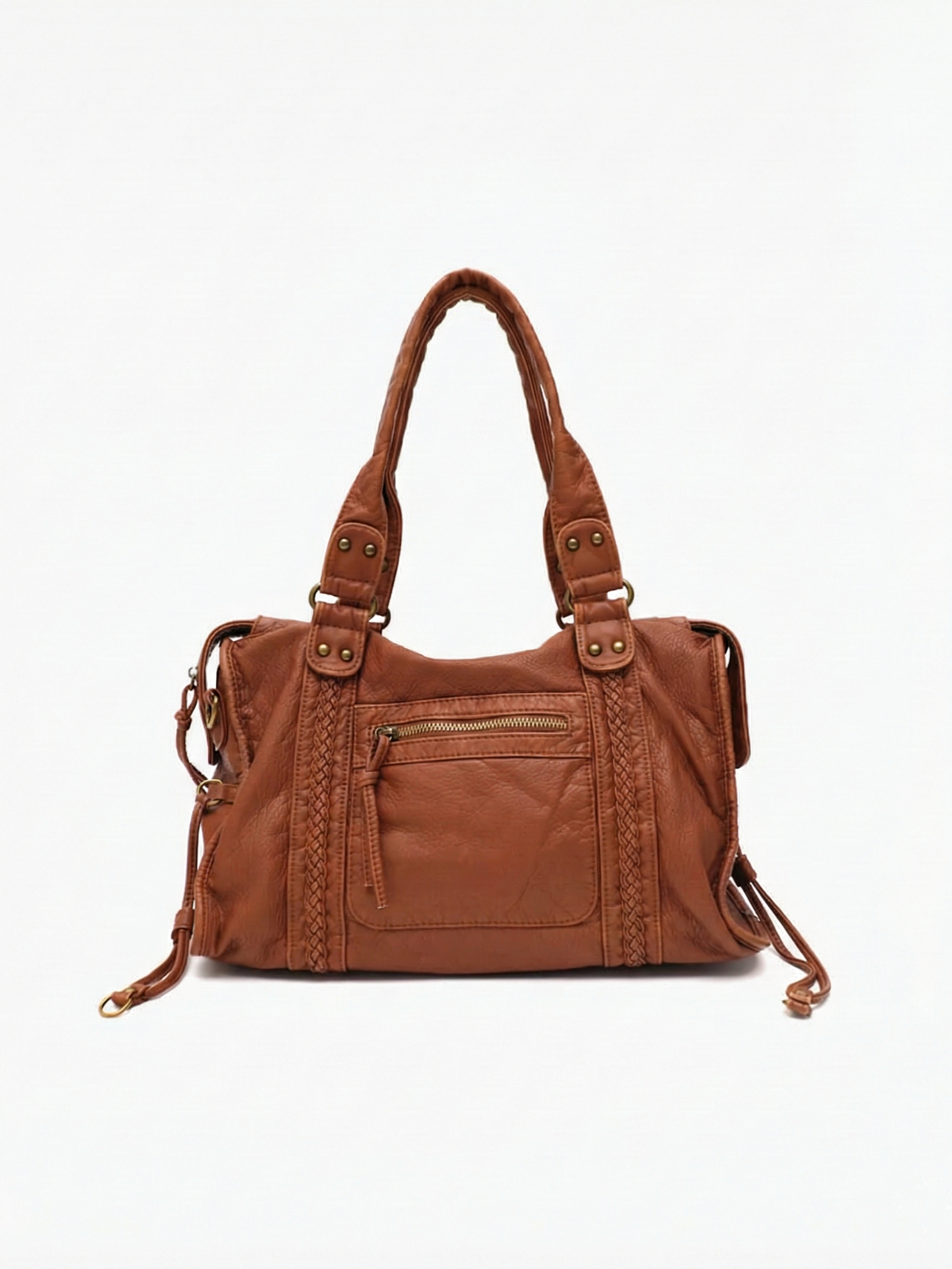 Arabell | Vintage Faux Leather Structured Tote Bag Black – Arabell | Vintage Leather Structured Tote Bag | FormaLuxe