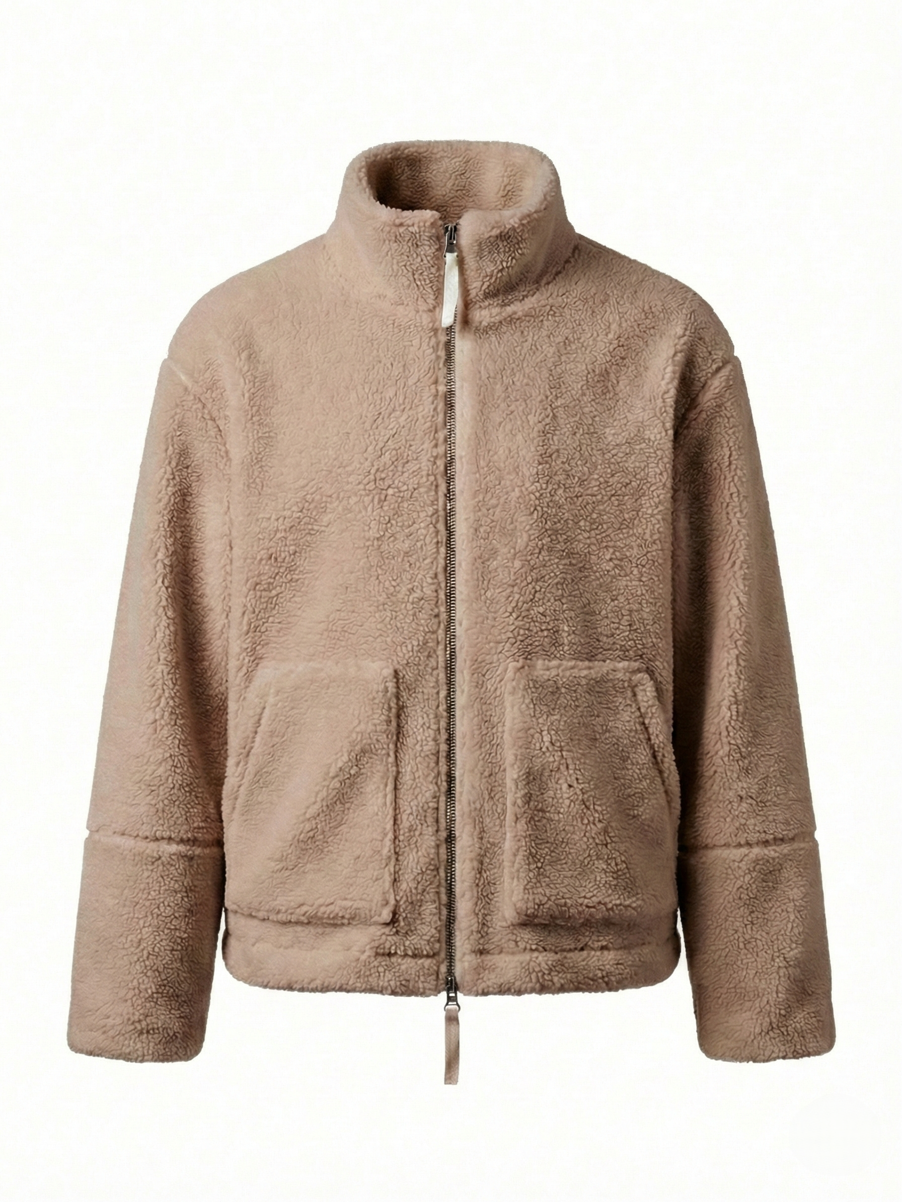 Maddy | Veste imperméable zippée en polaire Teddy à col montant Blanc | FormaLuxe
